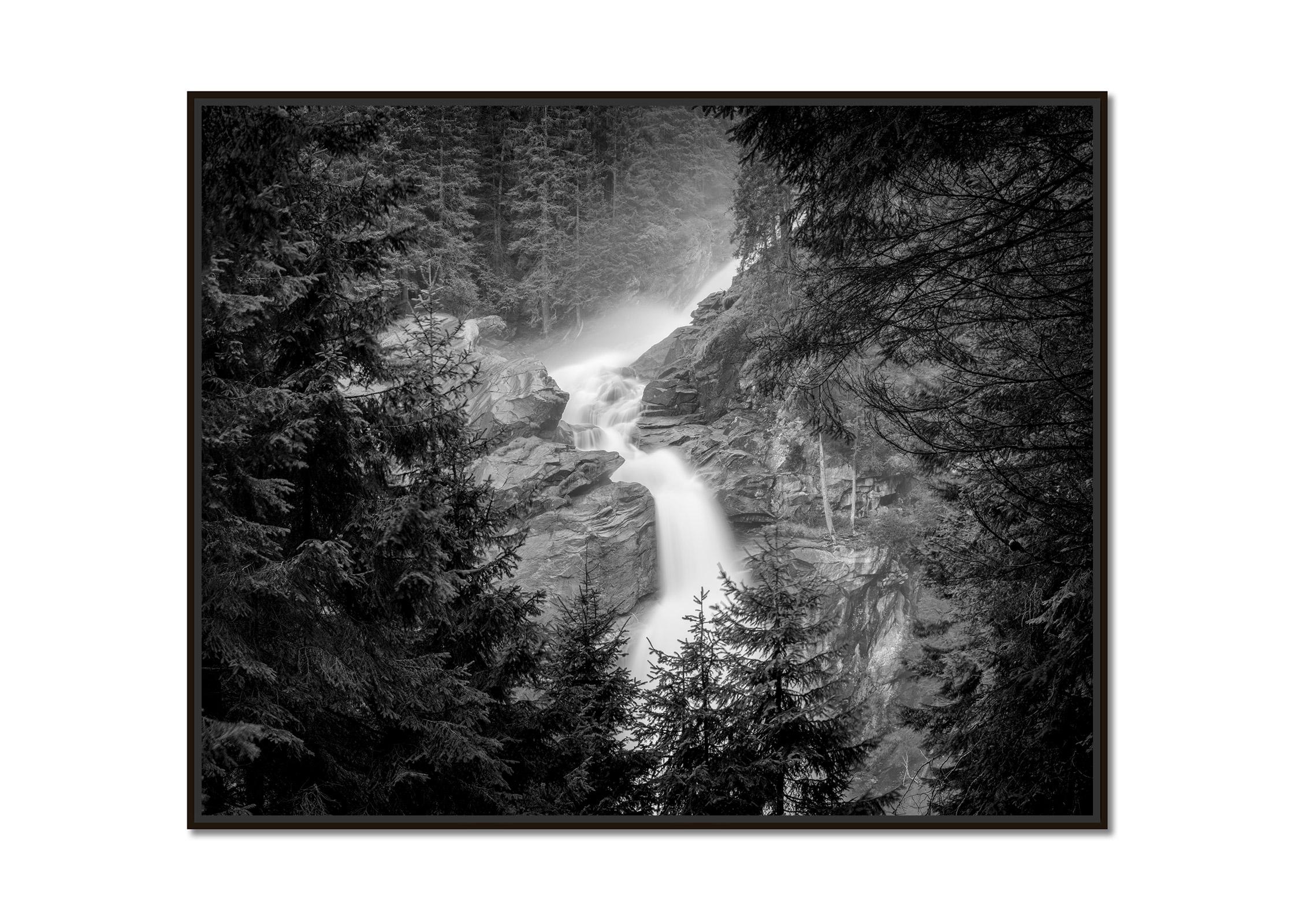 Krimmler Waterfall, Mountain Stream, Austria, B&W fineart photography, landscape - Photograph by Gerald Berghammer