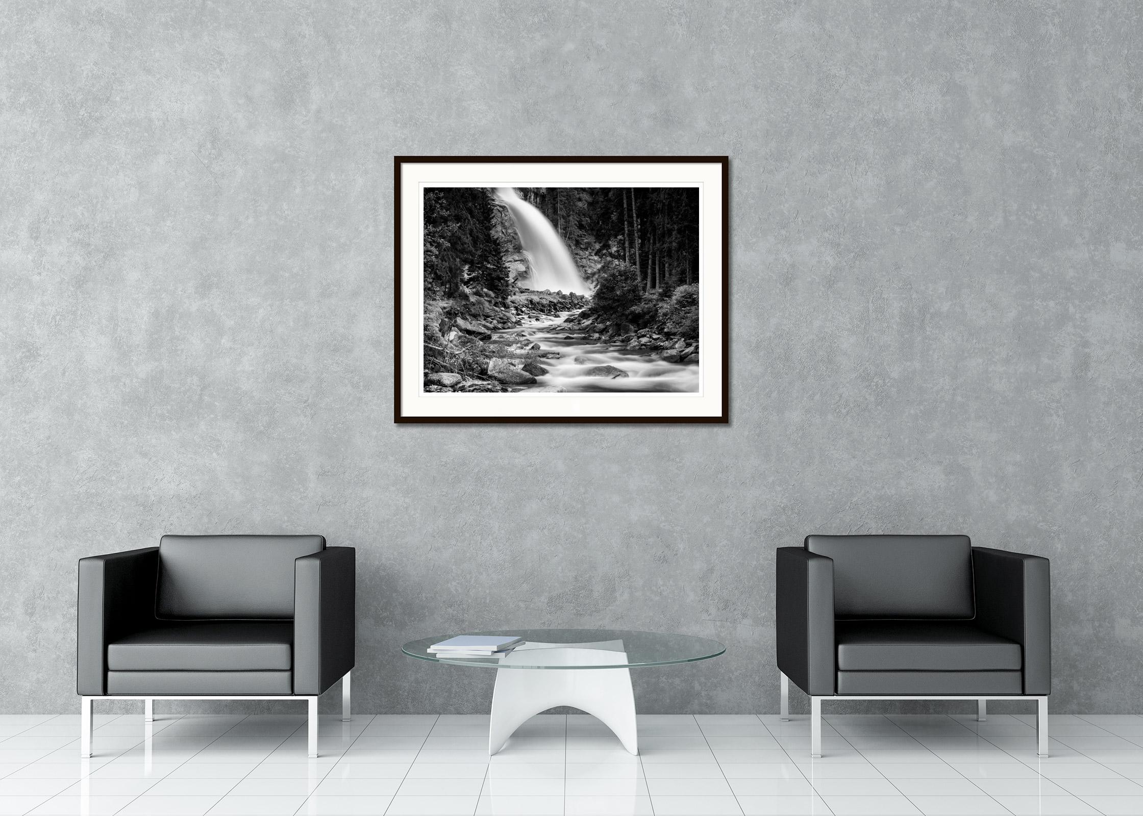 black and white waterfalls