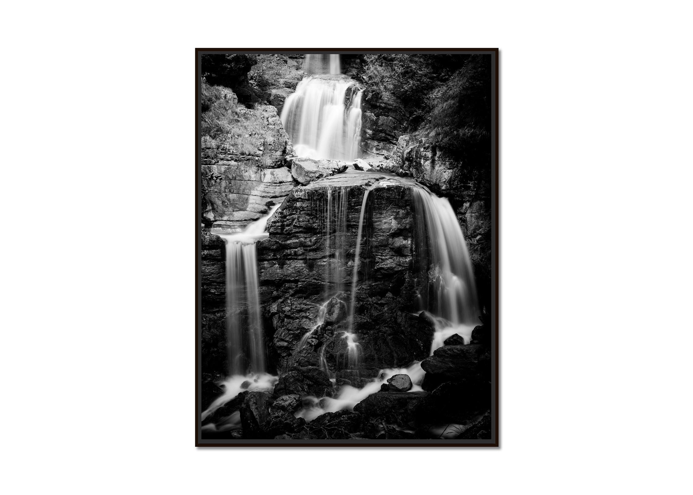Kuhflucht, lower Waterfall, Germany, black and white art landscape photography - Photograph by Gerald Berghammer