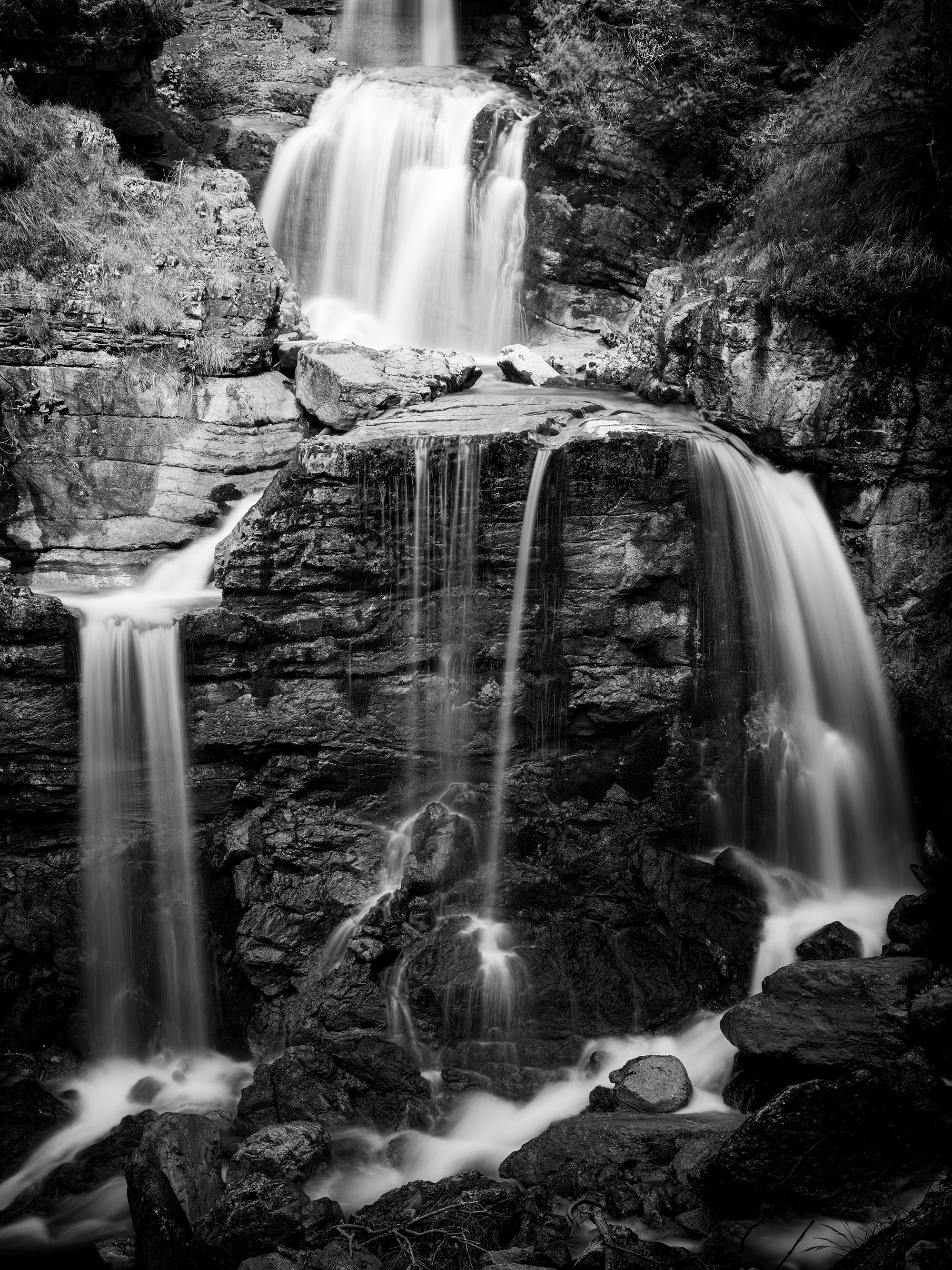Cascata inferiore di Kuhflucht, fotografia in bianco e nero in edizione limitata