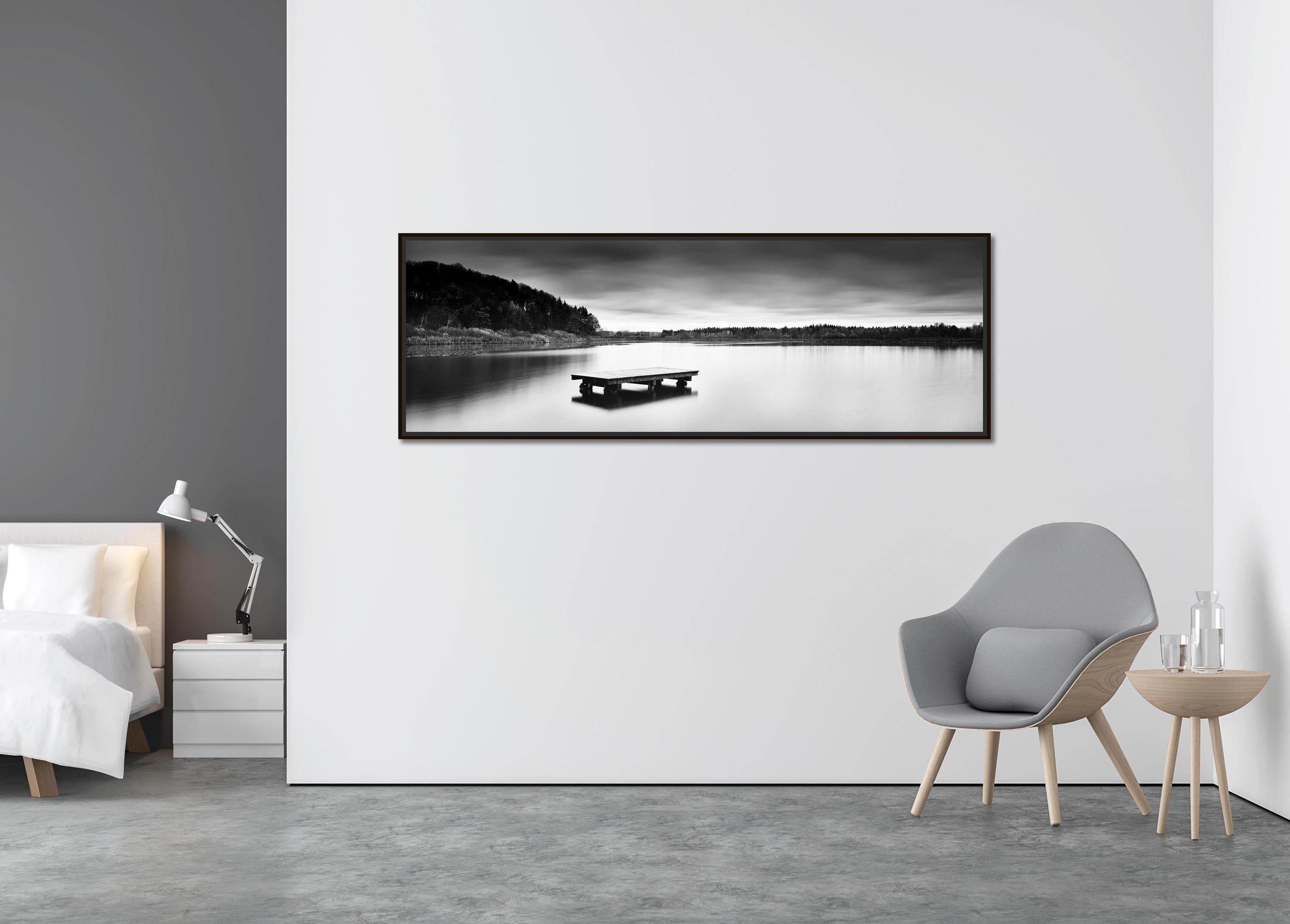Lake View, Panorama, long exposure black and white fineart landscape photography - Contemporary Photograph by Gerald Berghammer