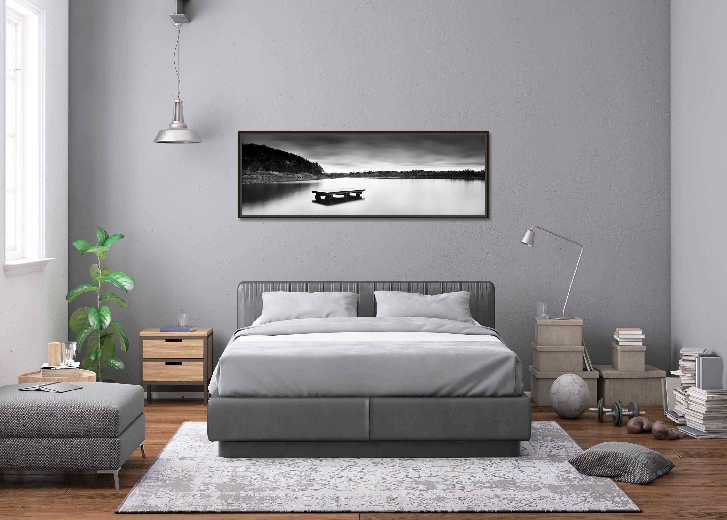 Lake View, Panorama, long exposure black and white fineart landscape photography For Sale 1