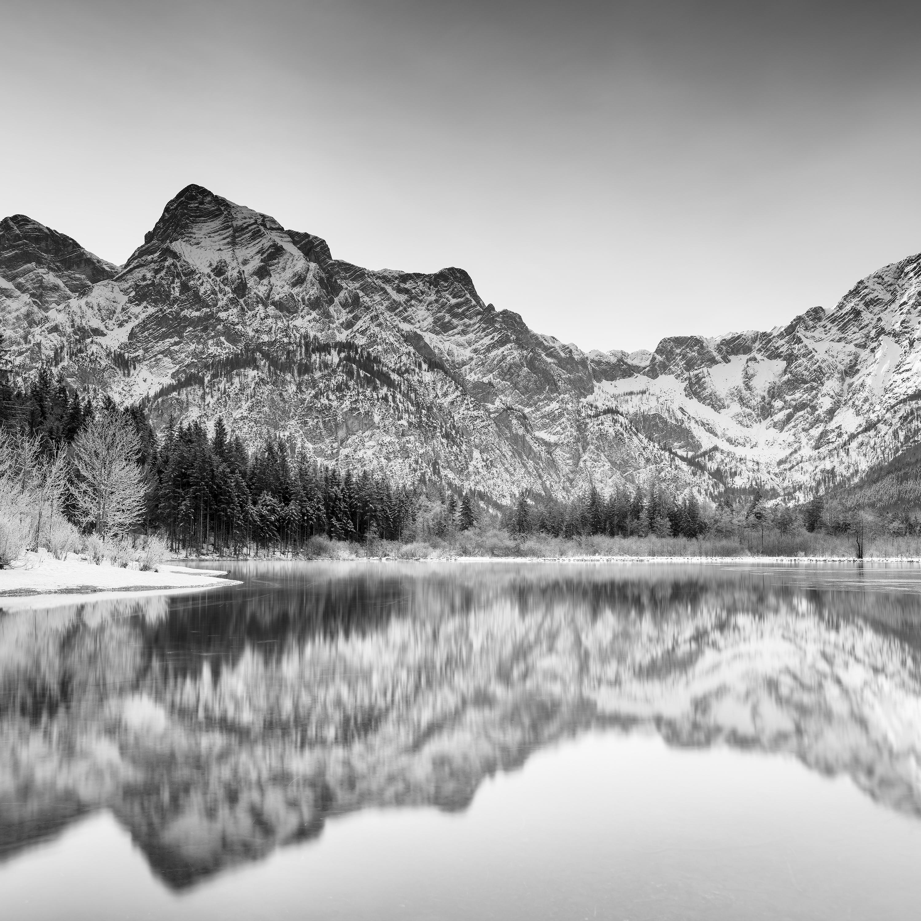 Paysage de lac, panorama d'hiver, photographie d'art en noir et blanc, paysage aquatique en vente 4