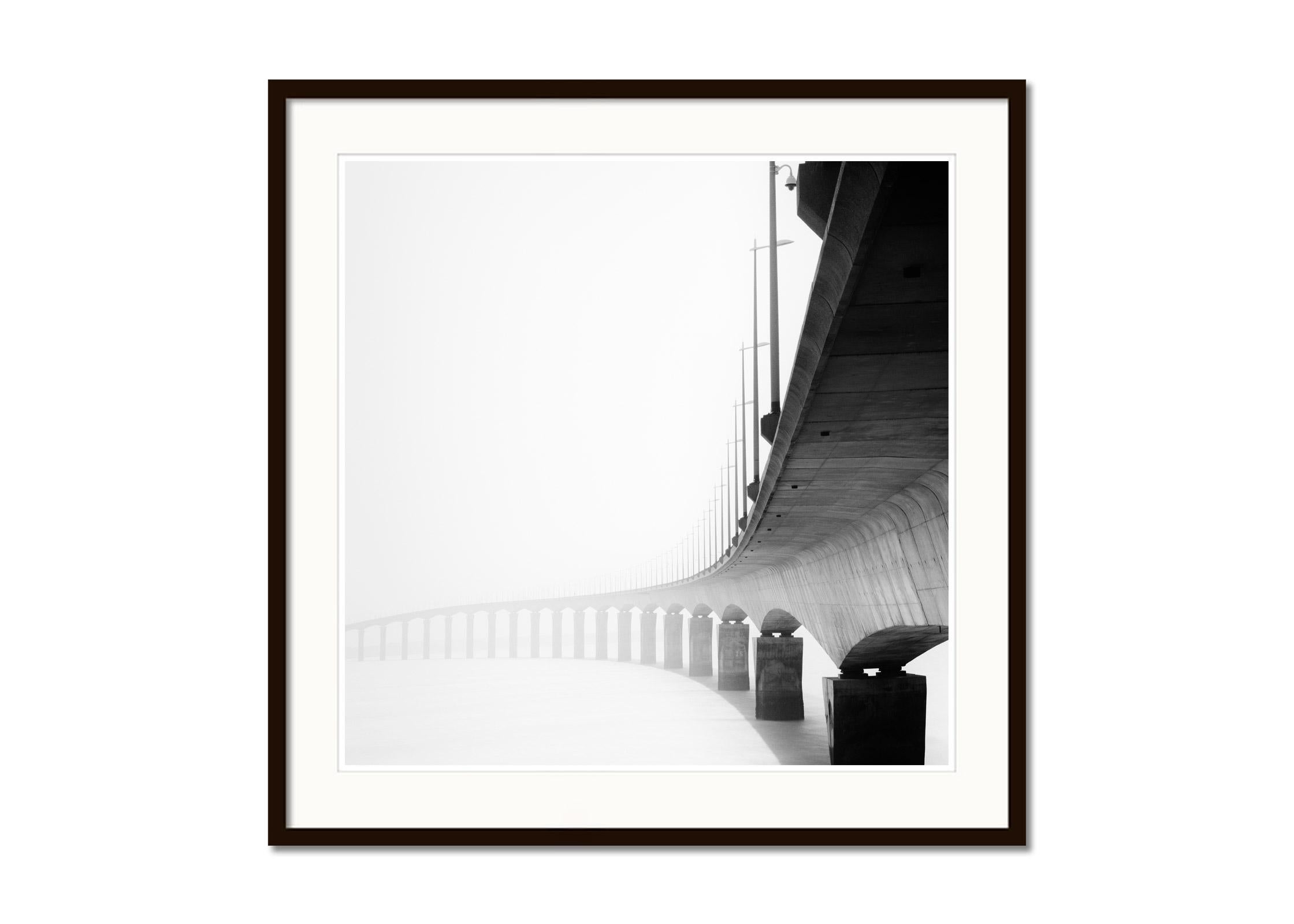 le de Re Bridge, architectural detail, France, black white landscape photography - Gray Landscape Photograph by Gerald Berghammer