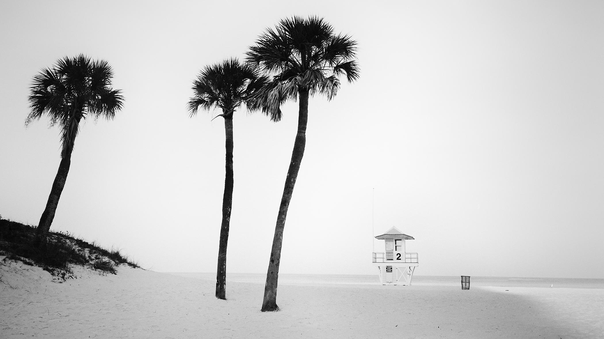 Lifeguard Tower, Miami Beach, Florida, USA, black & white landscape photography