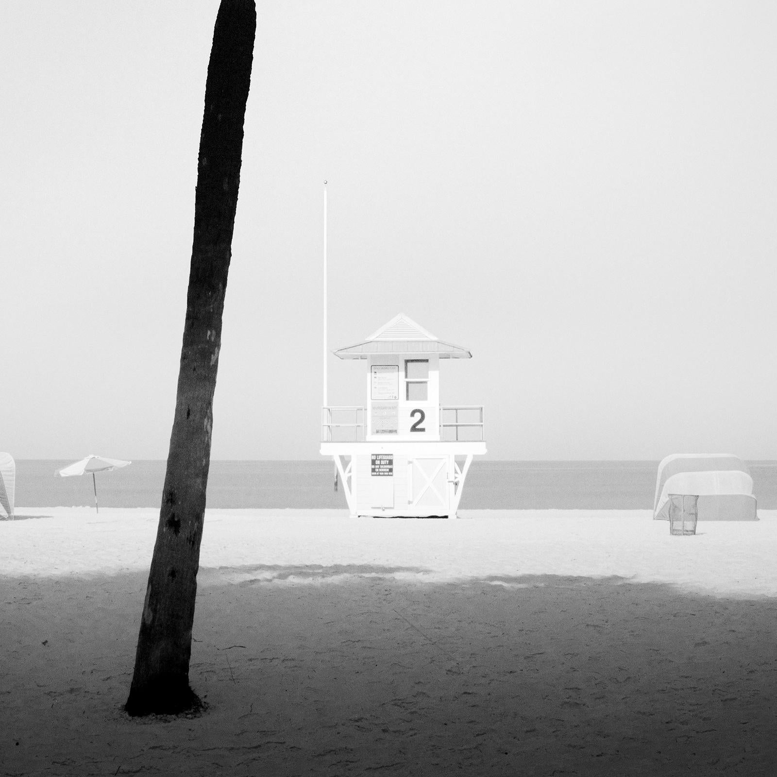 Lifeguard Tower, Palm Trees, Miami Beach, black and white photography, landscape For Sale 6