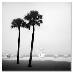 Lifeguard Tower, Palm Trees, Miami Beach, monochrome photograph, limited edition
