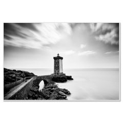 Black and White Seascape Photograph, Lighthouse of Kermorvan, France