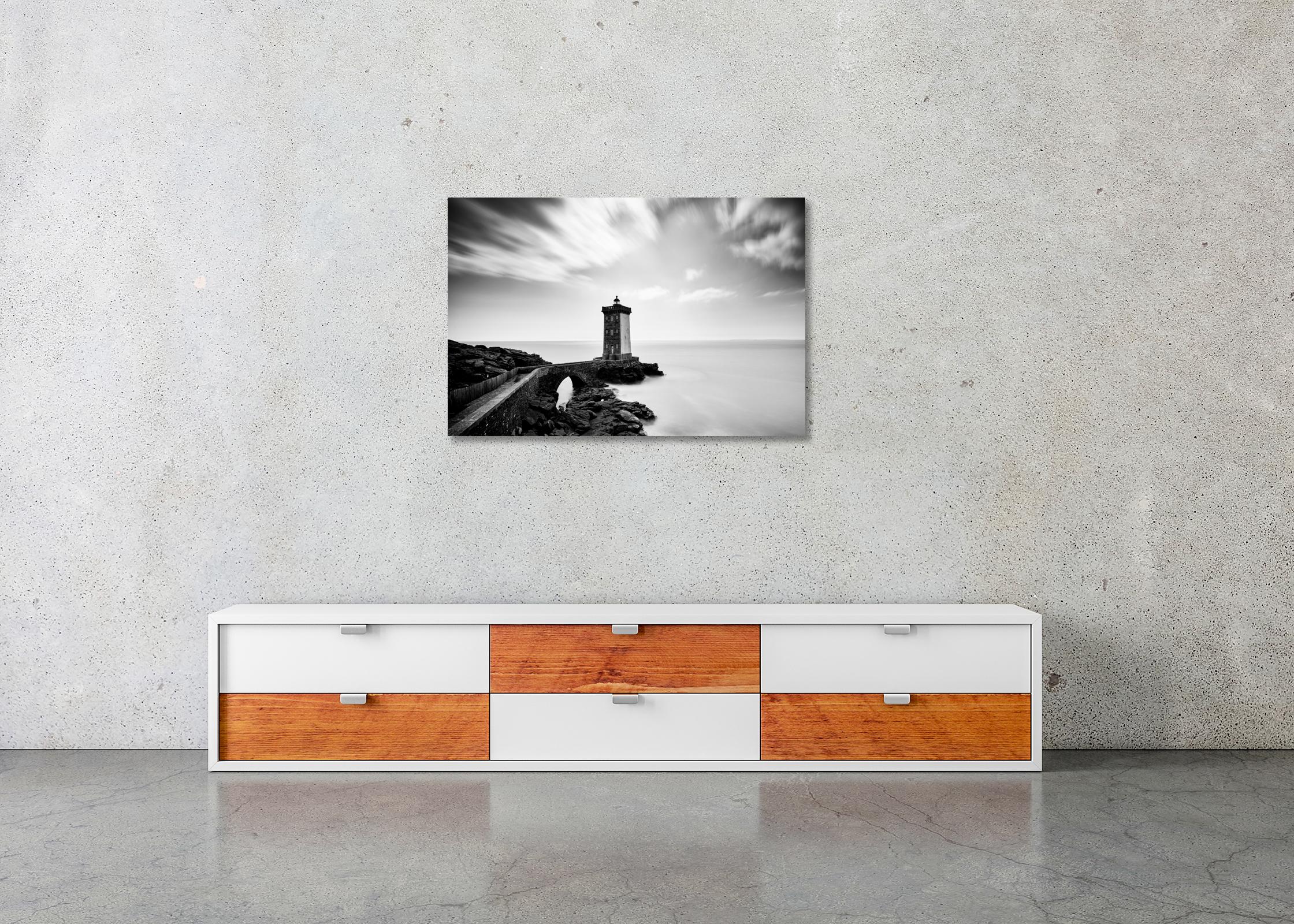 Leuchtturm, Kermorvan, Atlantik, Frankreich, schwarz-weiß Landschaftsfotografie im Angebot 2