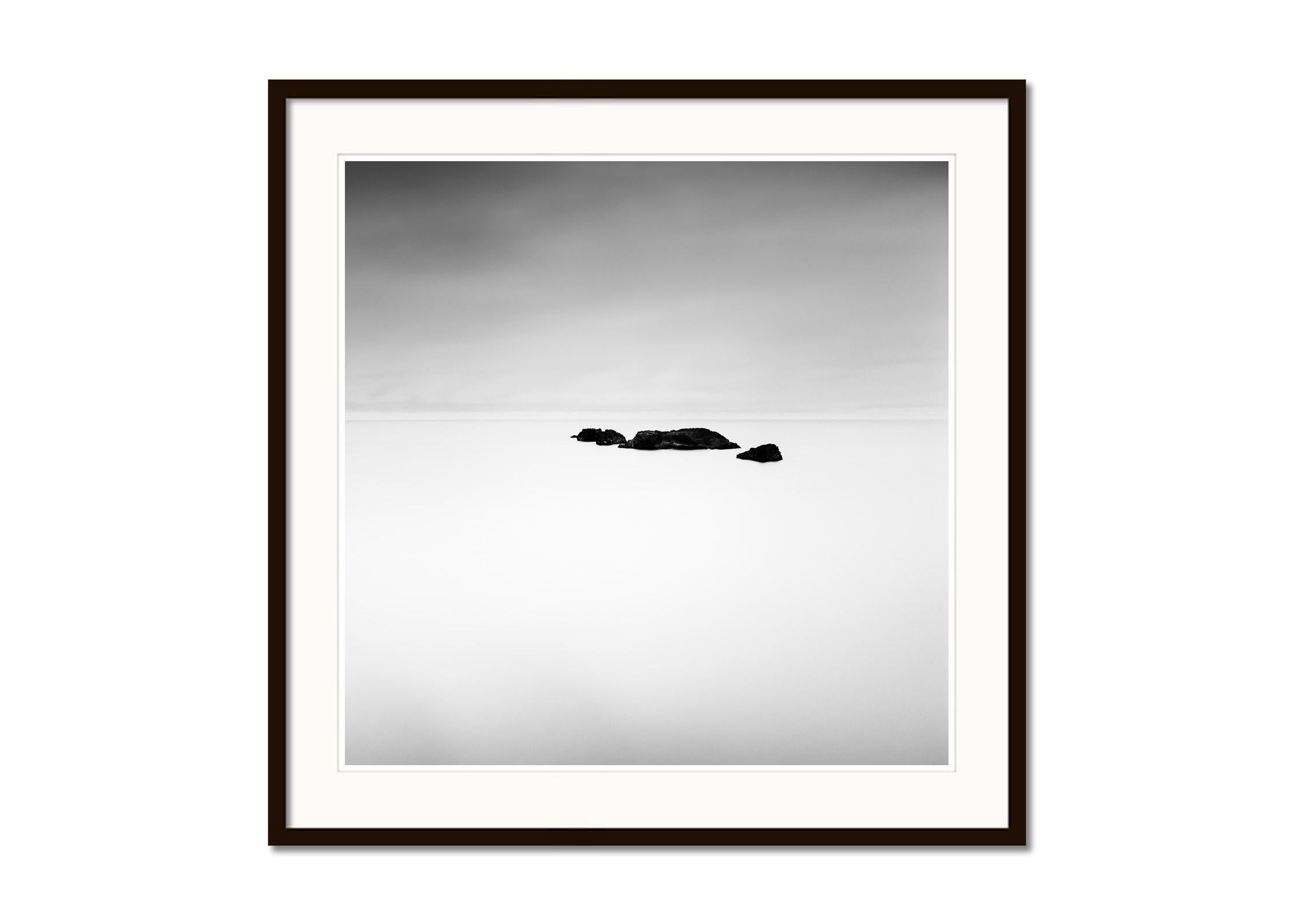 Little Black Island, Iceland, black and white photography, waterscape, fine art - Contemporary Photograph by Gerald Berghammer
