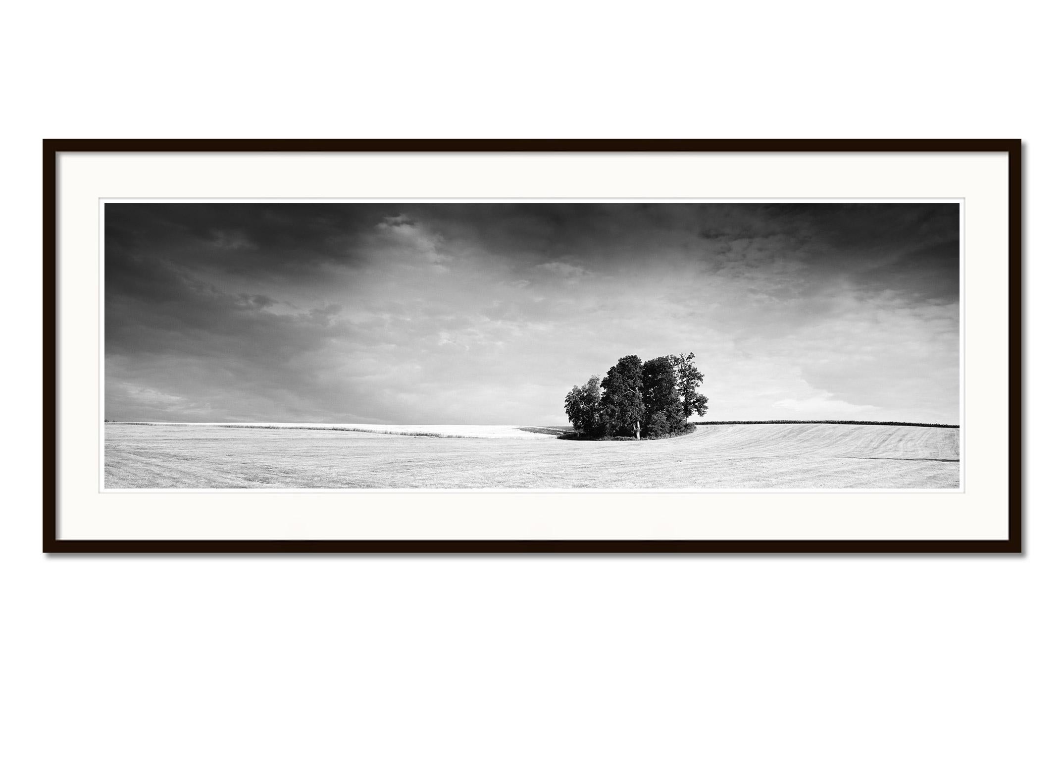 Little Green Island, panorama, black and white, fine art landscape photography - Contemporary Photograph by Gerald Berghammer