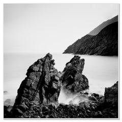 Long-Exposure Seascape Photograph, Rock Formation, La Gomera, Spain – B&W Print