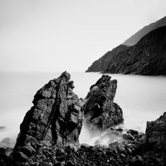 Long-Exposure Seascape Photograph, Rock Formation, La Gomera, Spain – B&W Print