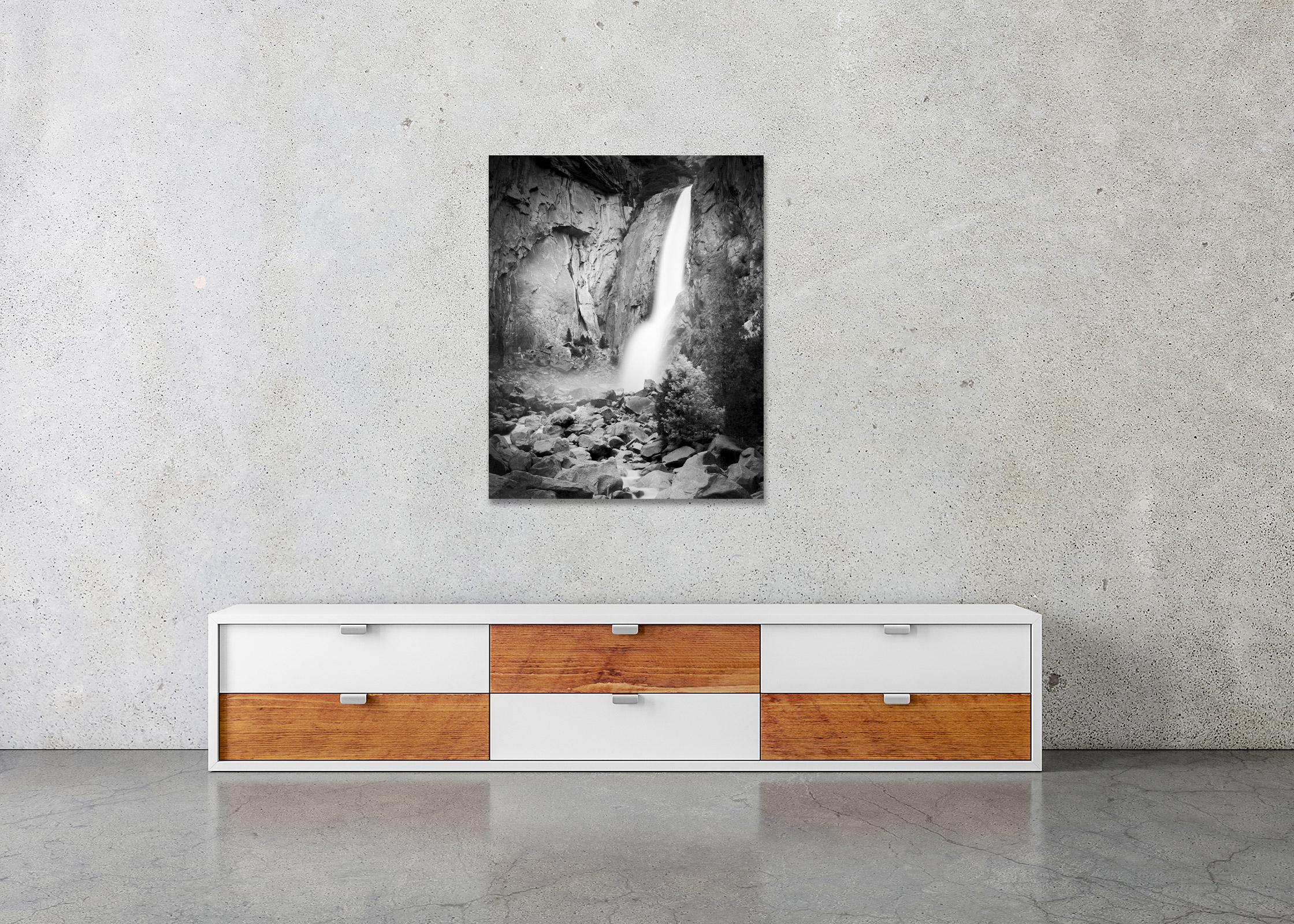 Lower Yosemite Falls, California, USA, black and white photography, landscape For Sale 2
