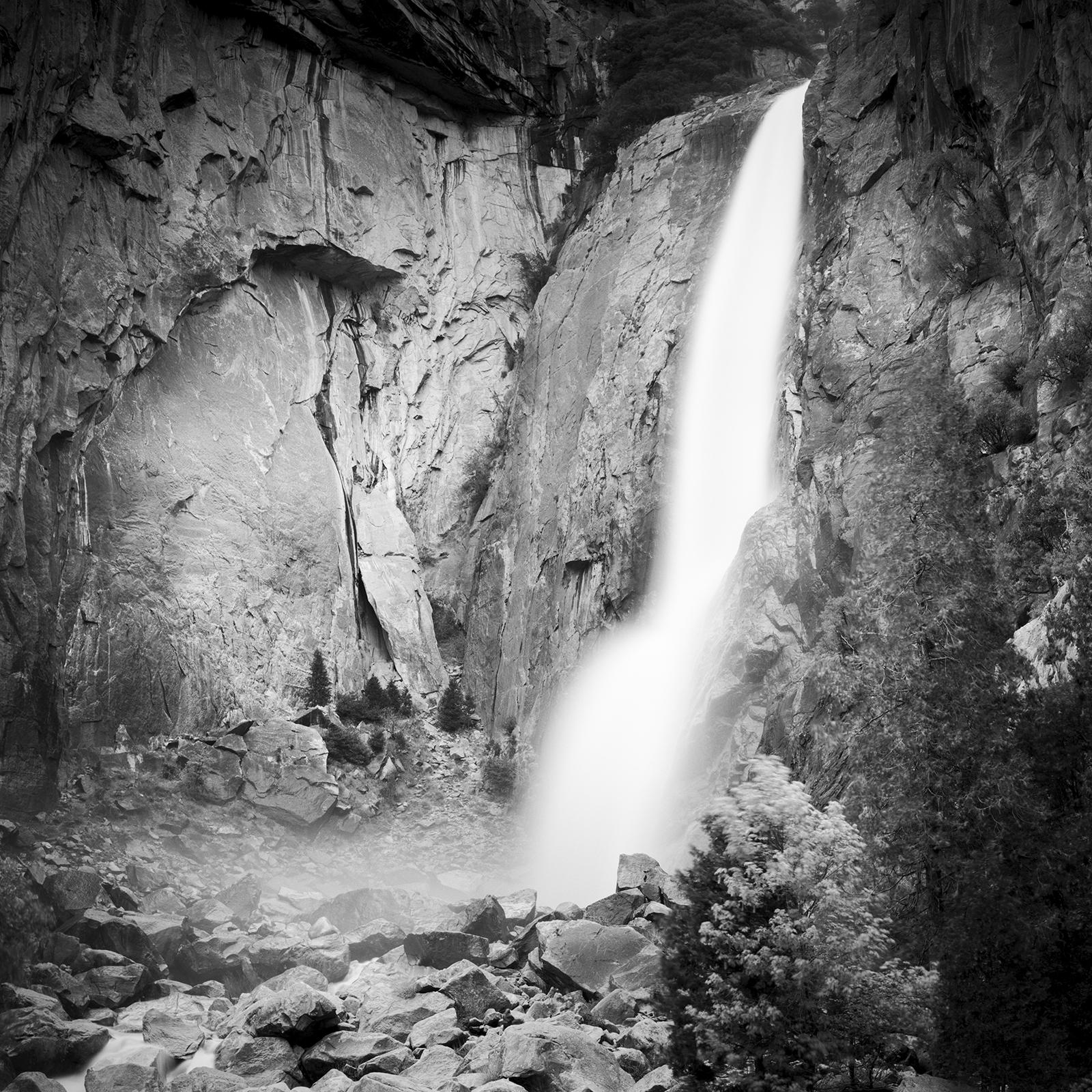 Lower Yosemite Falls, California, USA, black and white photography, landscape For Sale 3