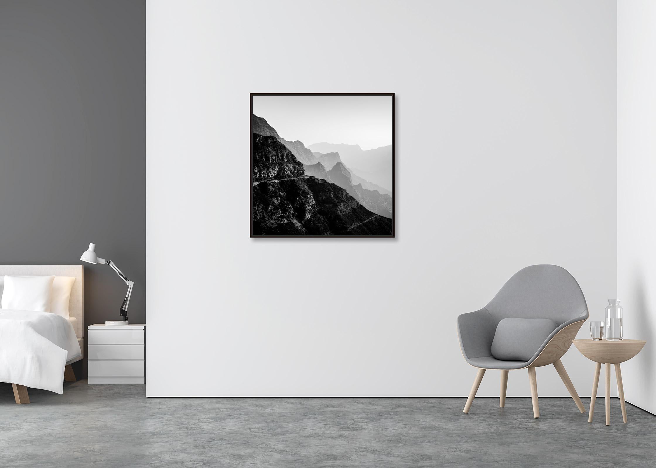 Madeira Peaks, morning Light, Fanal, Portugal, black white landscape photography - Minimalist Photograph by Gerald Berghammer