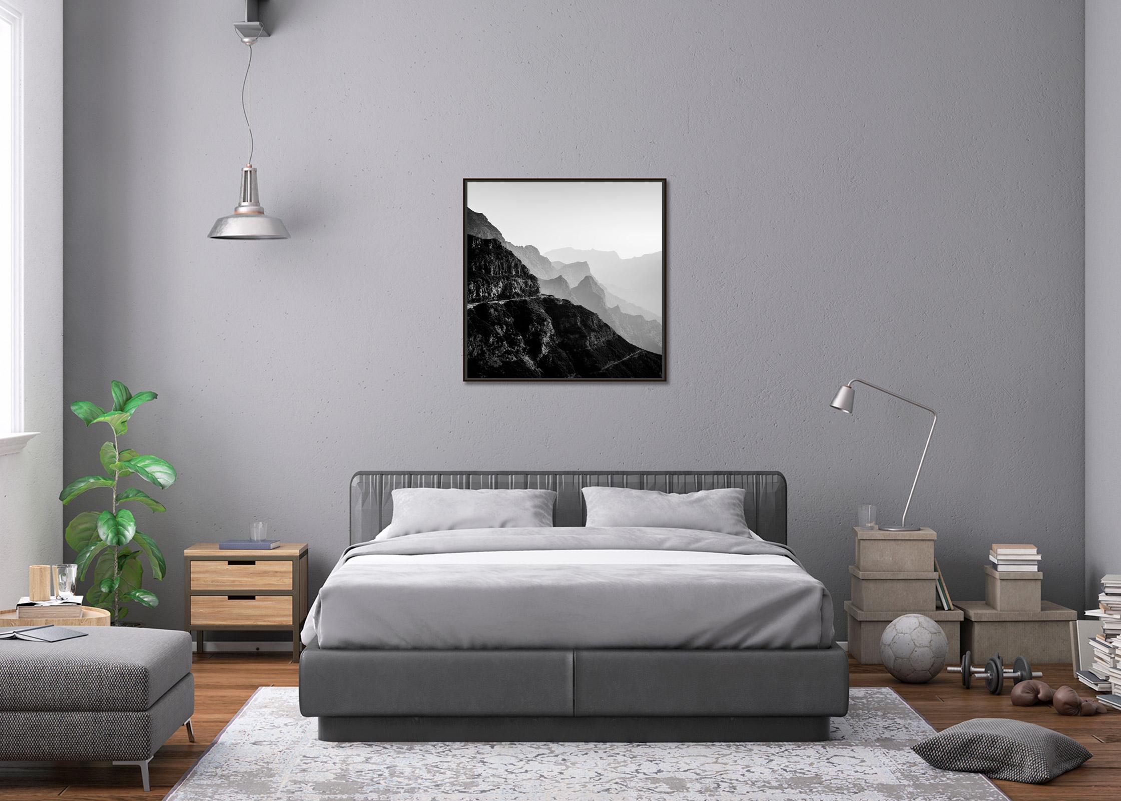 Madeira Peaks, morning Light, Fanal, Portugal, black white landscape photography For Sale 2