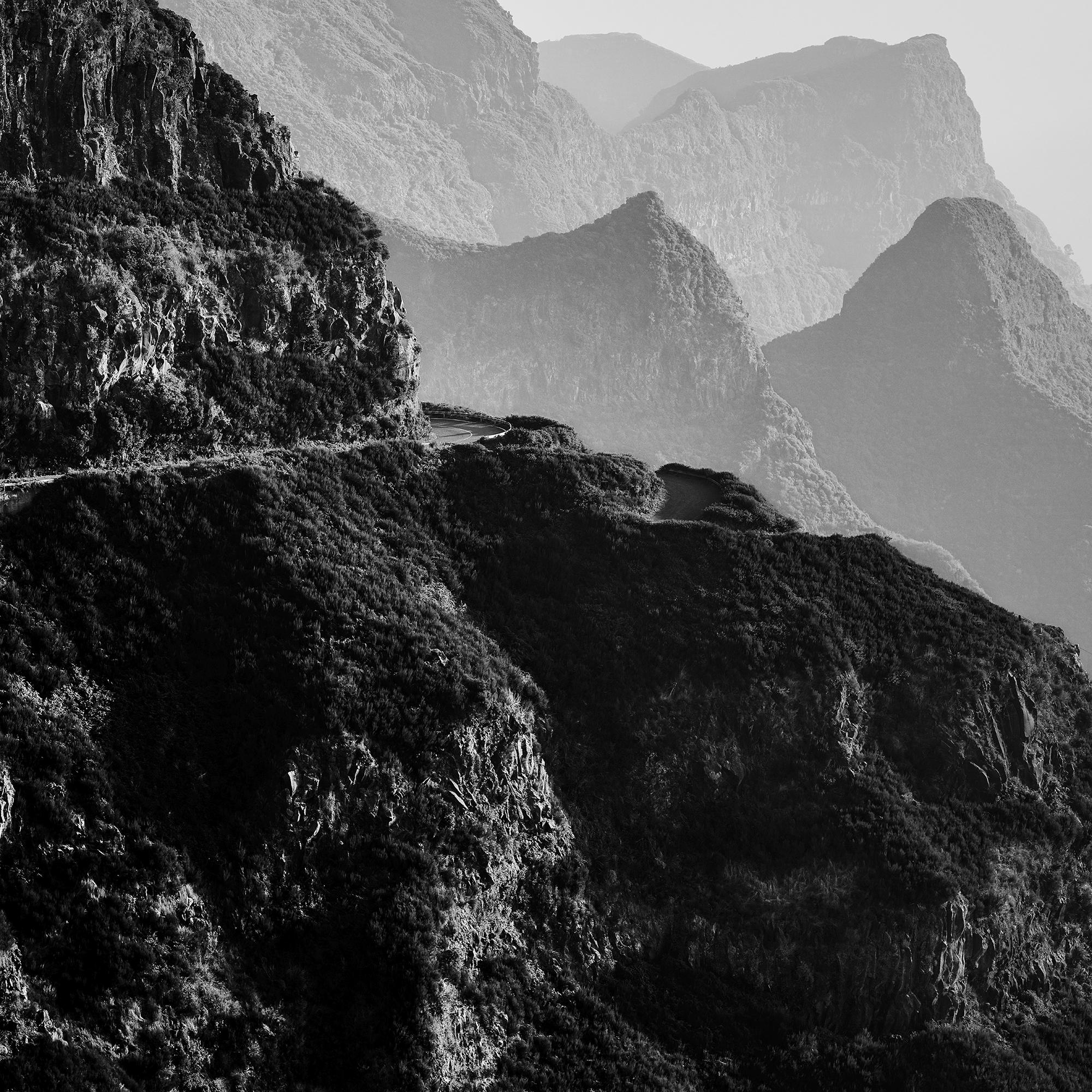 Madeira Peaks, Morgenlicht, Fanal, Portugal, Schwarz-Weiß-Landschaftsfotografie im Angebot 5