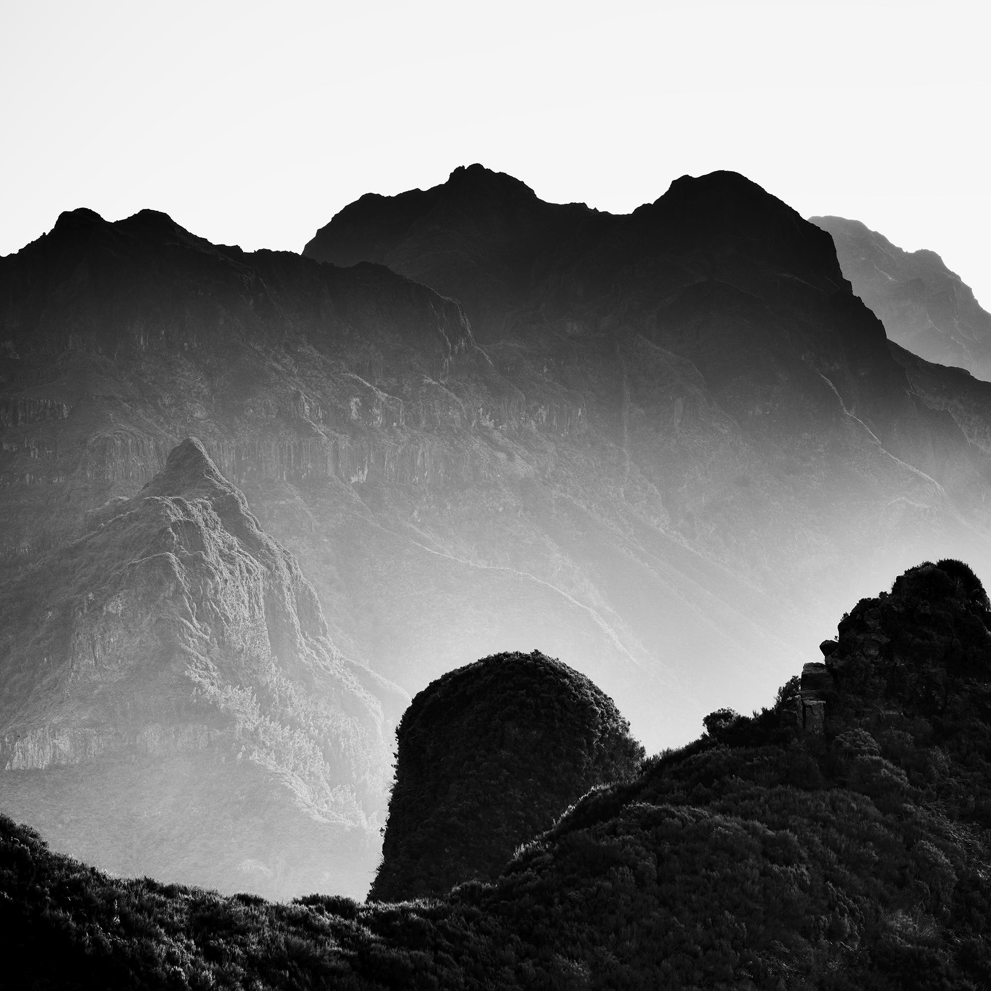 Madeira Peaks, Sunrise, Shadow Mountains, black and white photography, landscape For Sale 5