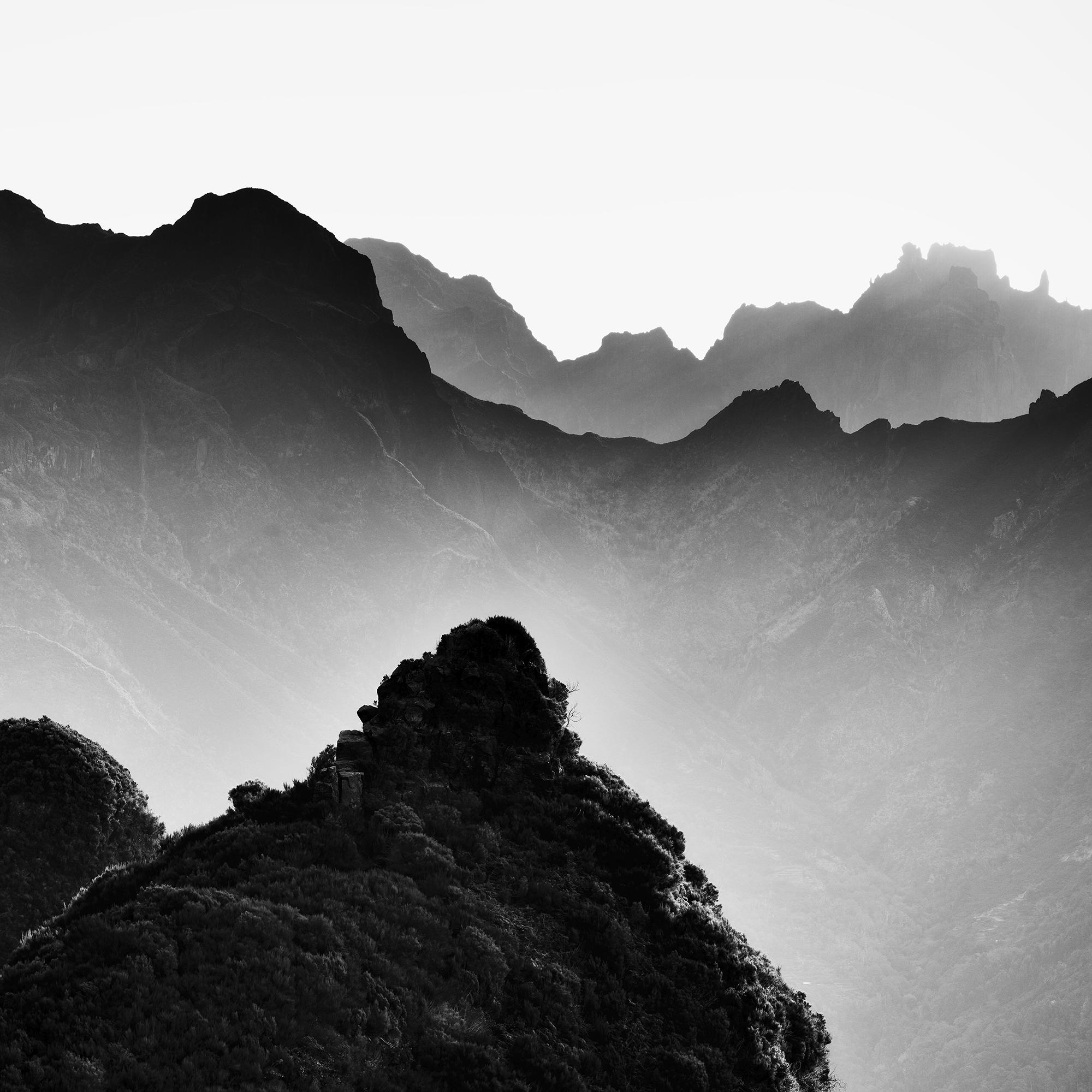 Madeira Peaks, Sunrise, Shadow Mountains, black and white photography, landscape For Sale 6