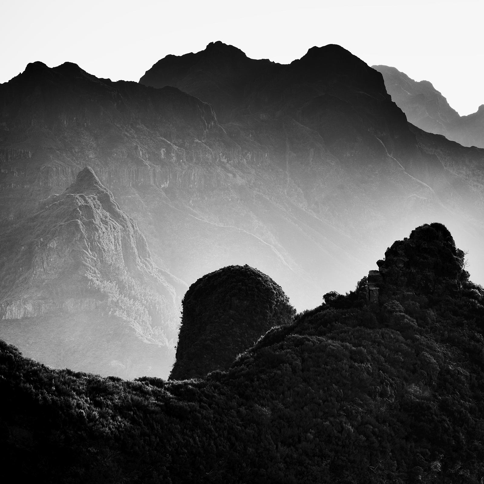 Madeira Peaks, Sunrise, Shadow Mountains, black and white photography, landscape For Sale 4