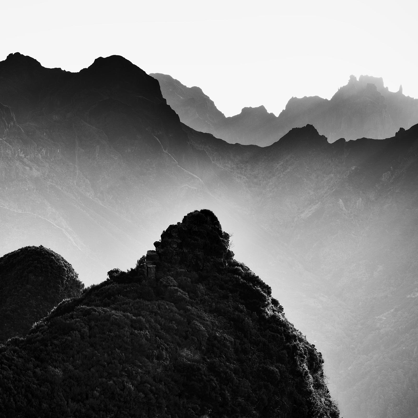 Madeira Peaks, Sunrise, Shadow Mountains, black and white photography, landscape For Sale 5