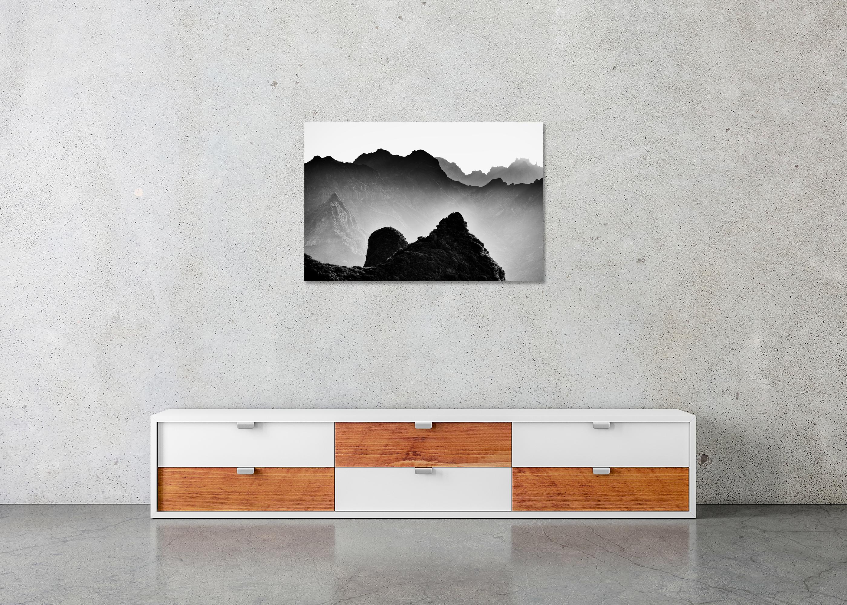 Madeira Peaks, Sunrise, Shadow Mountains, black and white photography, landscape For Sale 4