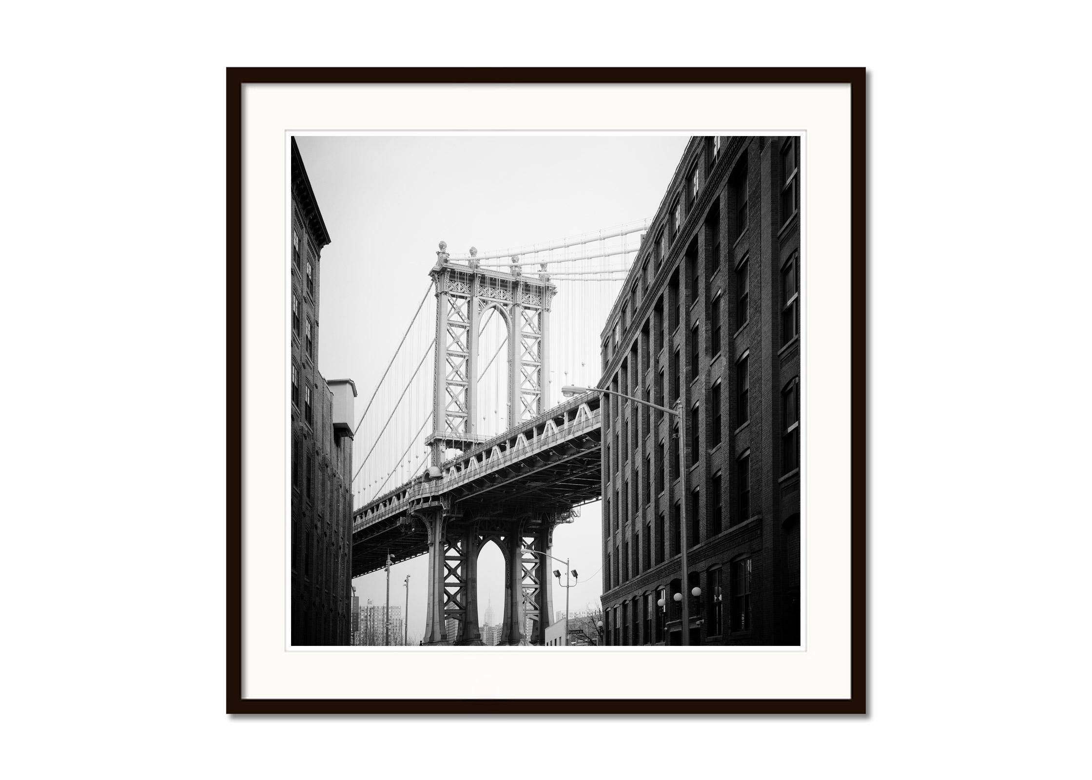 Manhattan Bridge Dumbo Brooklyn New York City B&W cityscape Photography Print For Sale 1
