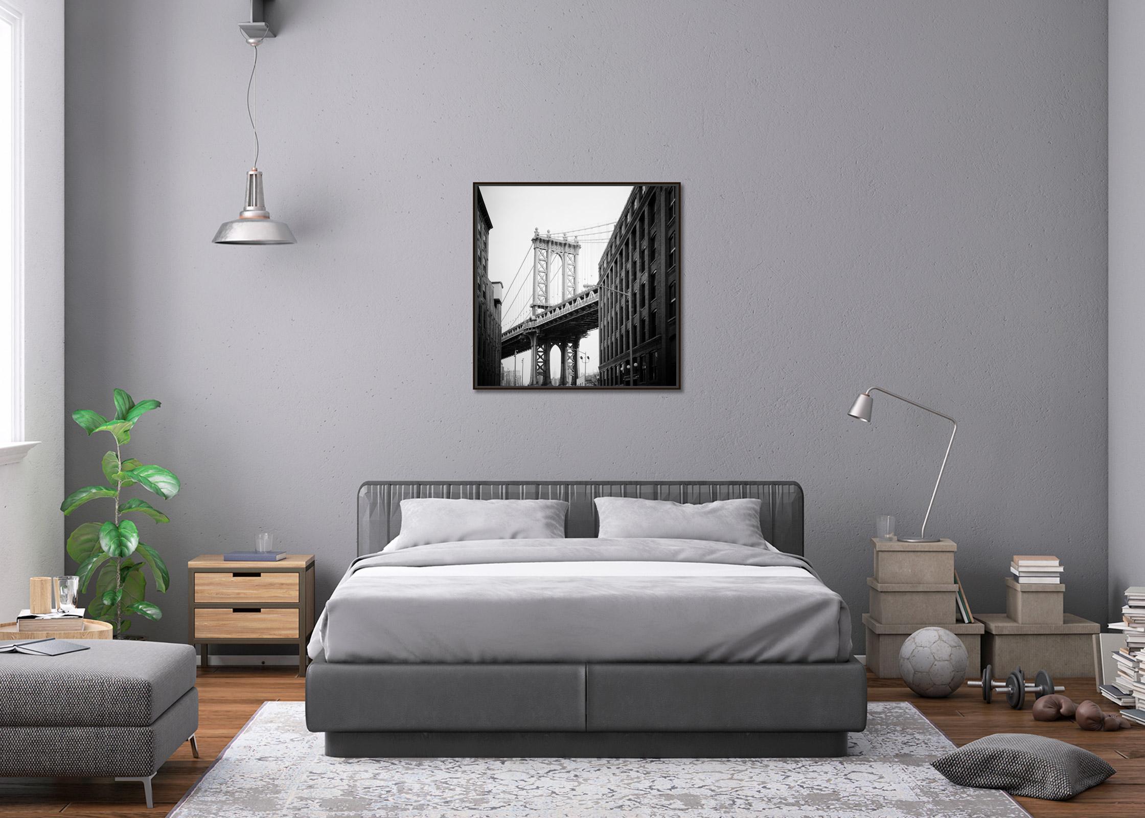 Manhattan Bridge Dumbo Brooklyn New York City B&W cityscape Photography Print For Sale 3