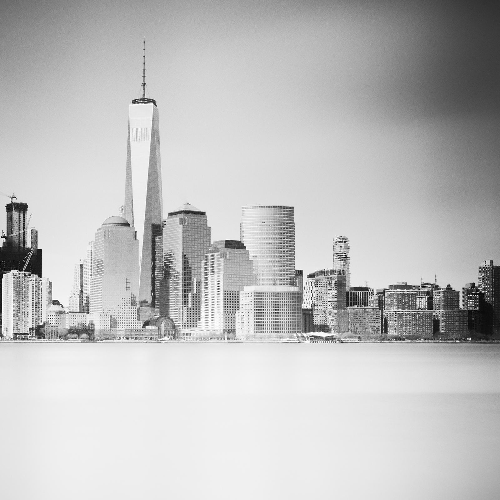 Manhattan Skyline, Sunset, New York City, USA, black and white art photography For Sale 5