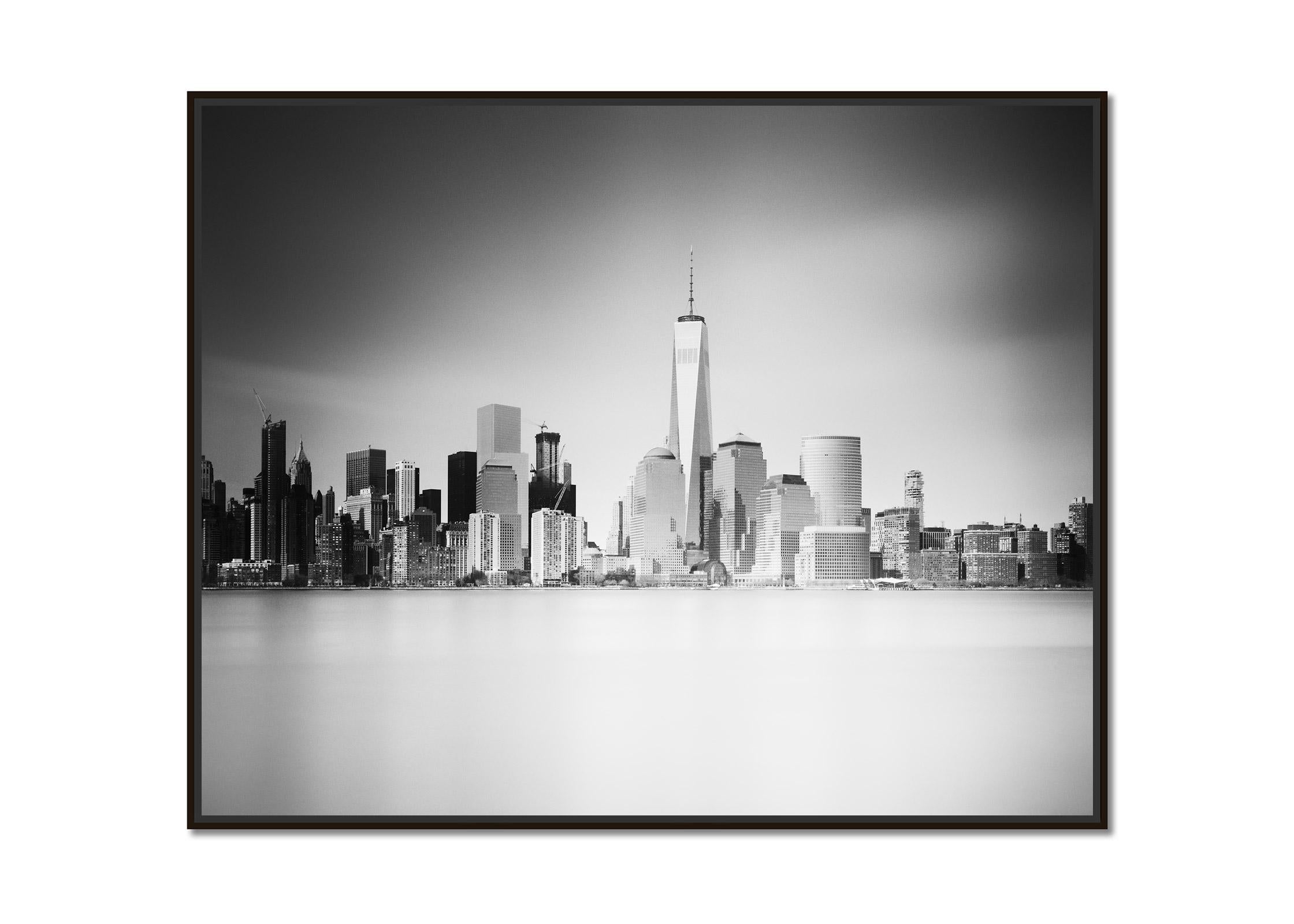 Manhattan Skyline, Sunset, New York City, USA, black and white art photography - Photograph by Gerald Berghammer