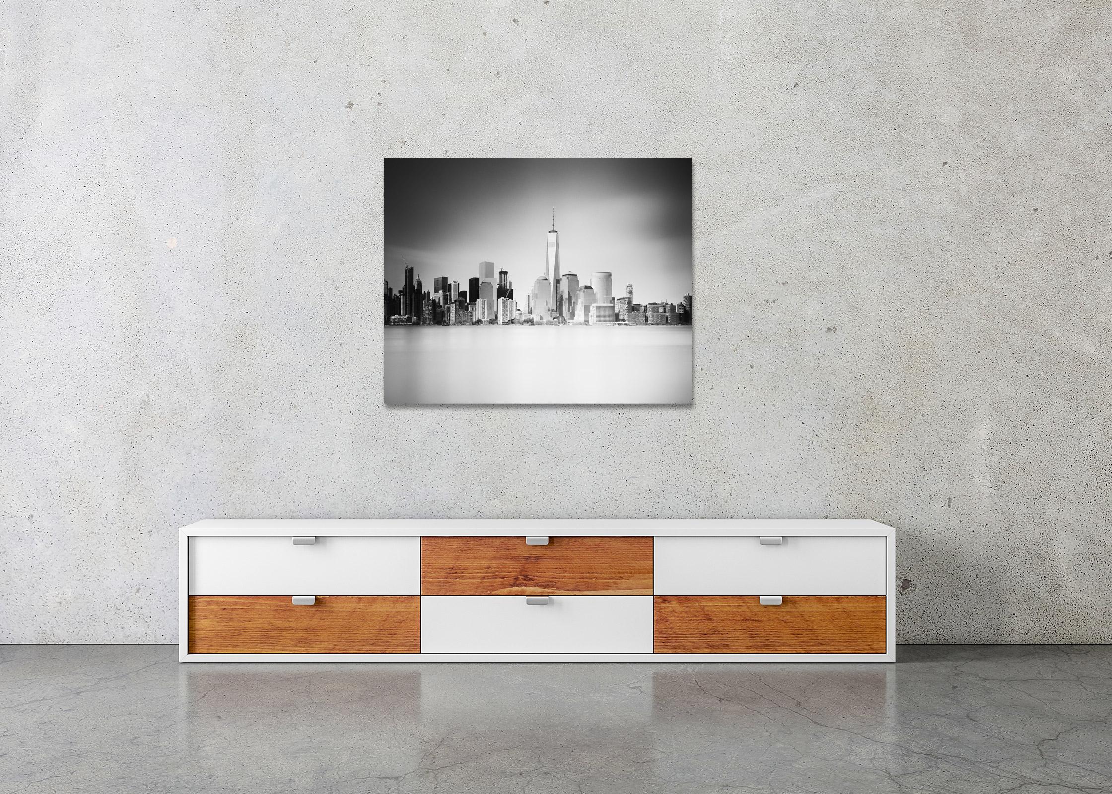 Manhattan Skyline, Sunset, New York City, USA, black and white art photography For Sale 1