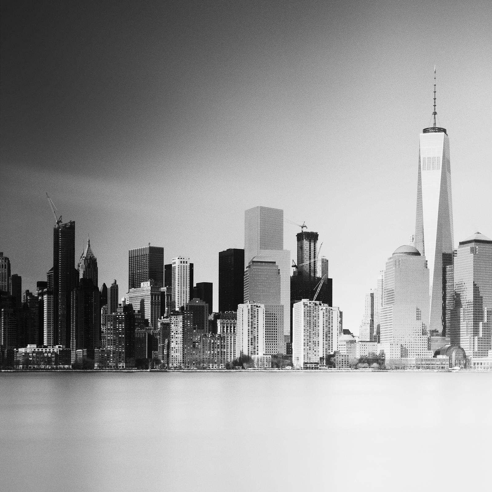 Manhattan Skyline, Sunset, New York City, USA, black and white art photography For Sale 4