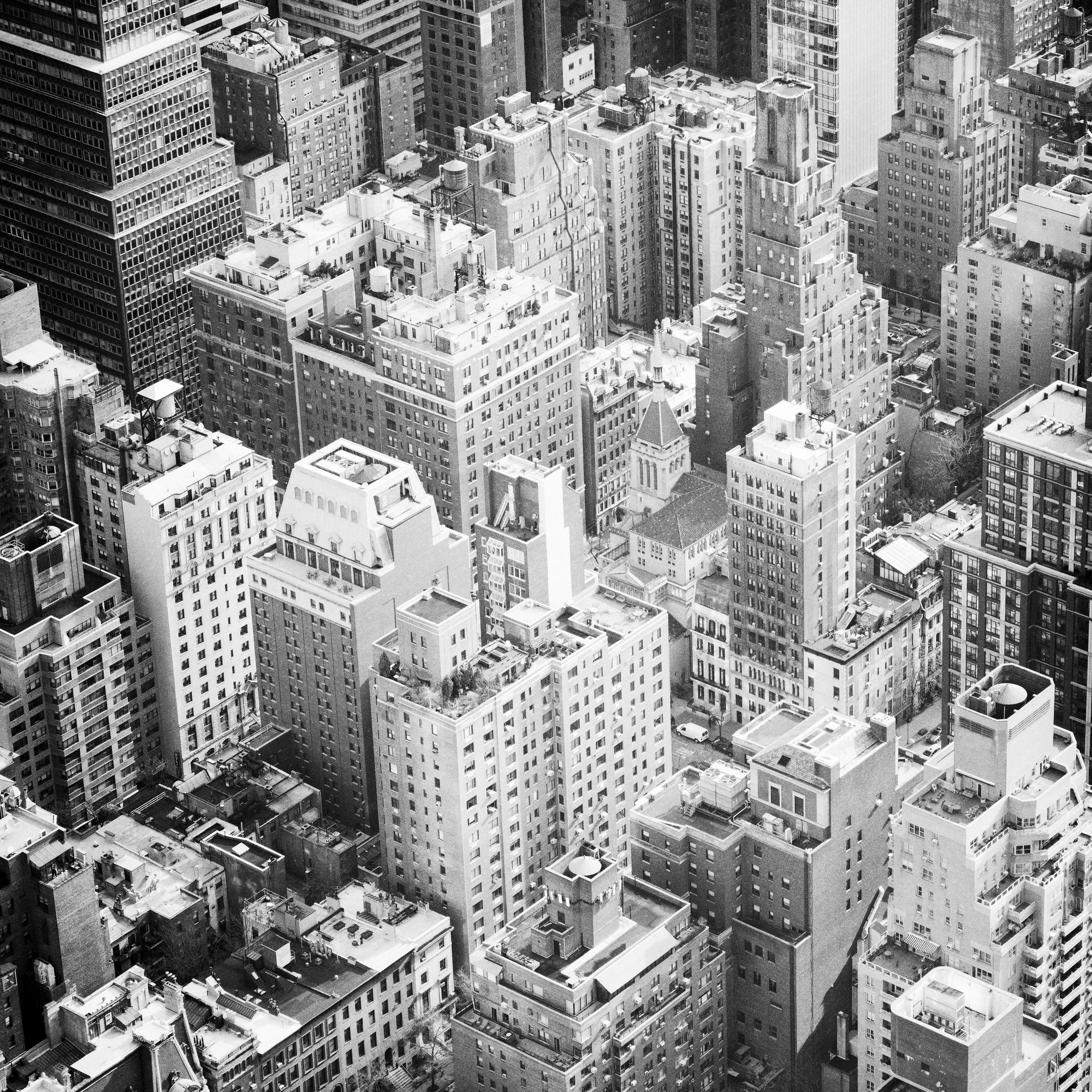 Manhattan Top of the Rock New York City black white art cityscape photography For Sale 1