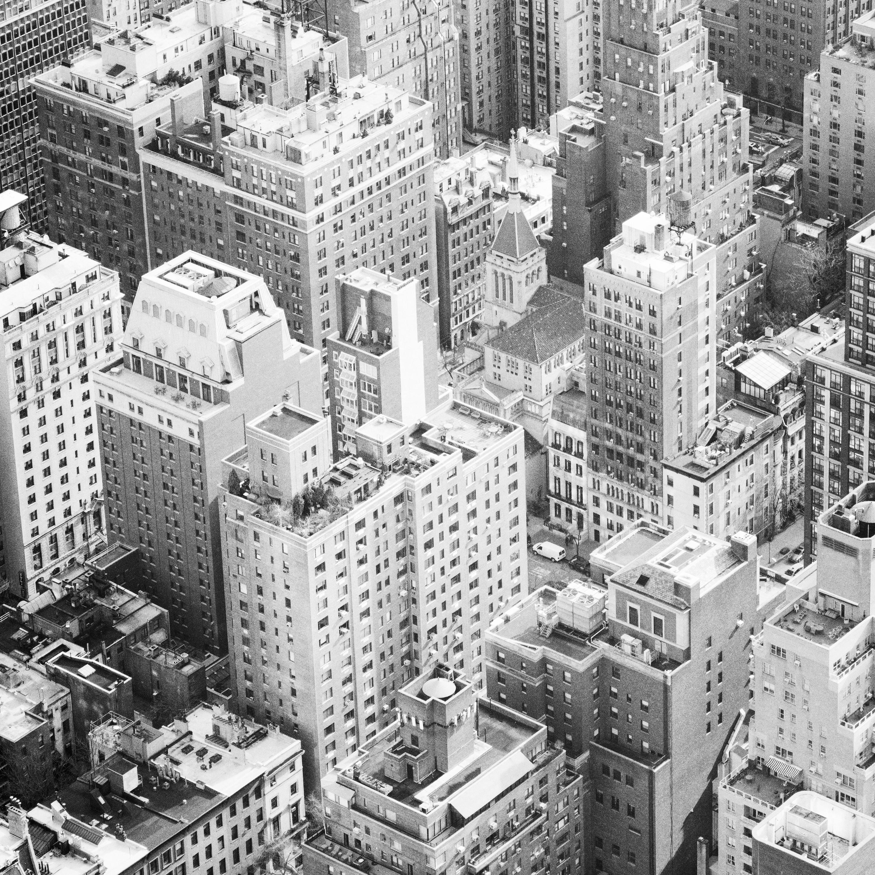 Manhattan Top of the Rock New York City black white art cityscape photography For Sale 2