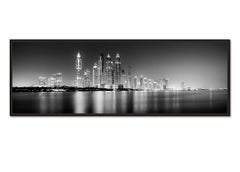 Marina Night Panorama, Wolkenkratzer, Dubai, Schwarz-Weiß-Fotodruck