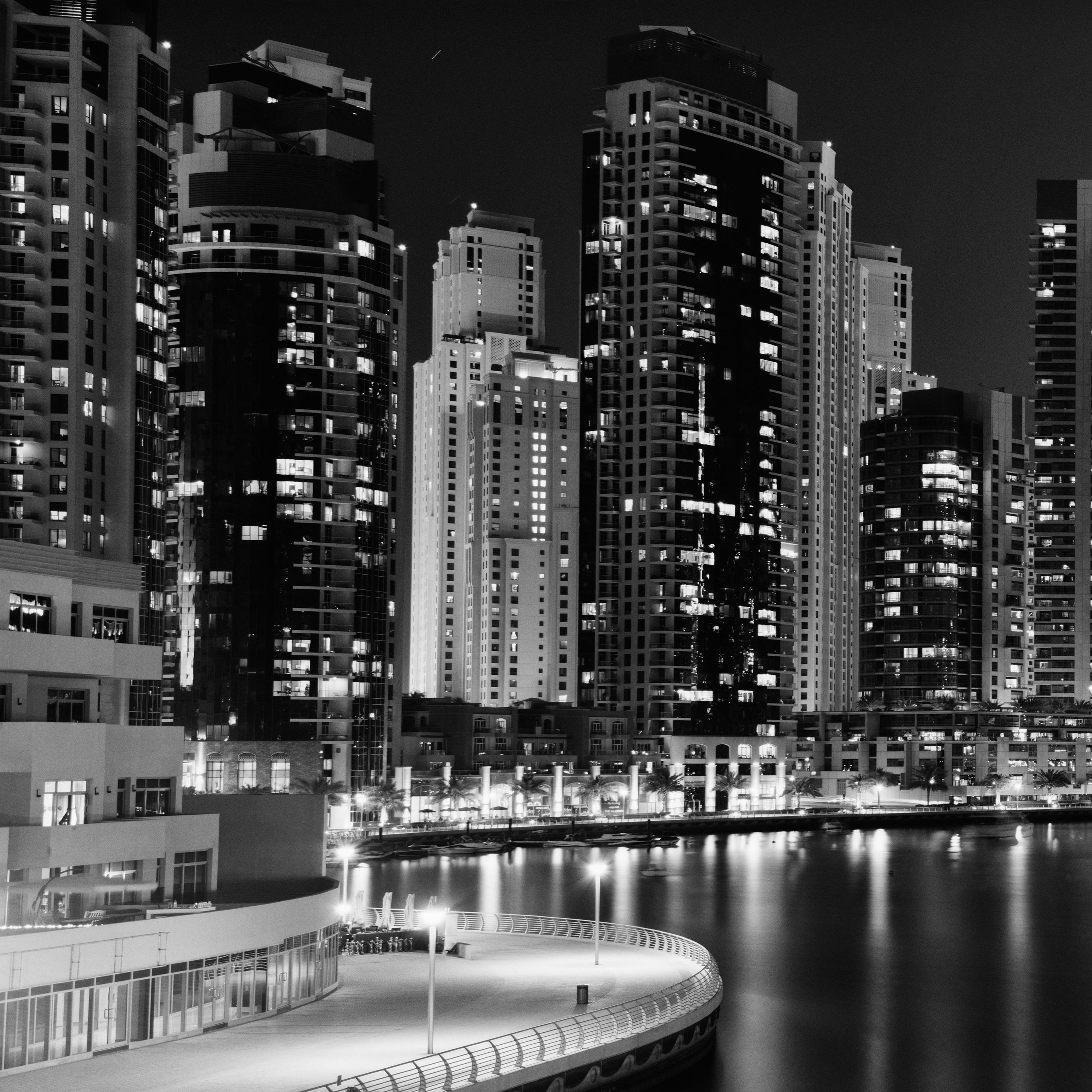 Black and white fine art long exposure waterscape - cityscape - panorama photography. Archival pigment ink print as part of a limited edition of 9. All Gerald Berghammer prints are made to order in limited editions on Hahnemuehle Photo Rag Baryta.