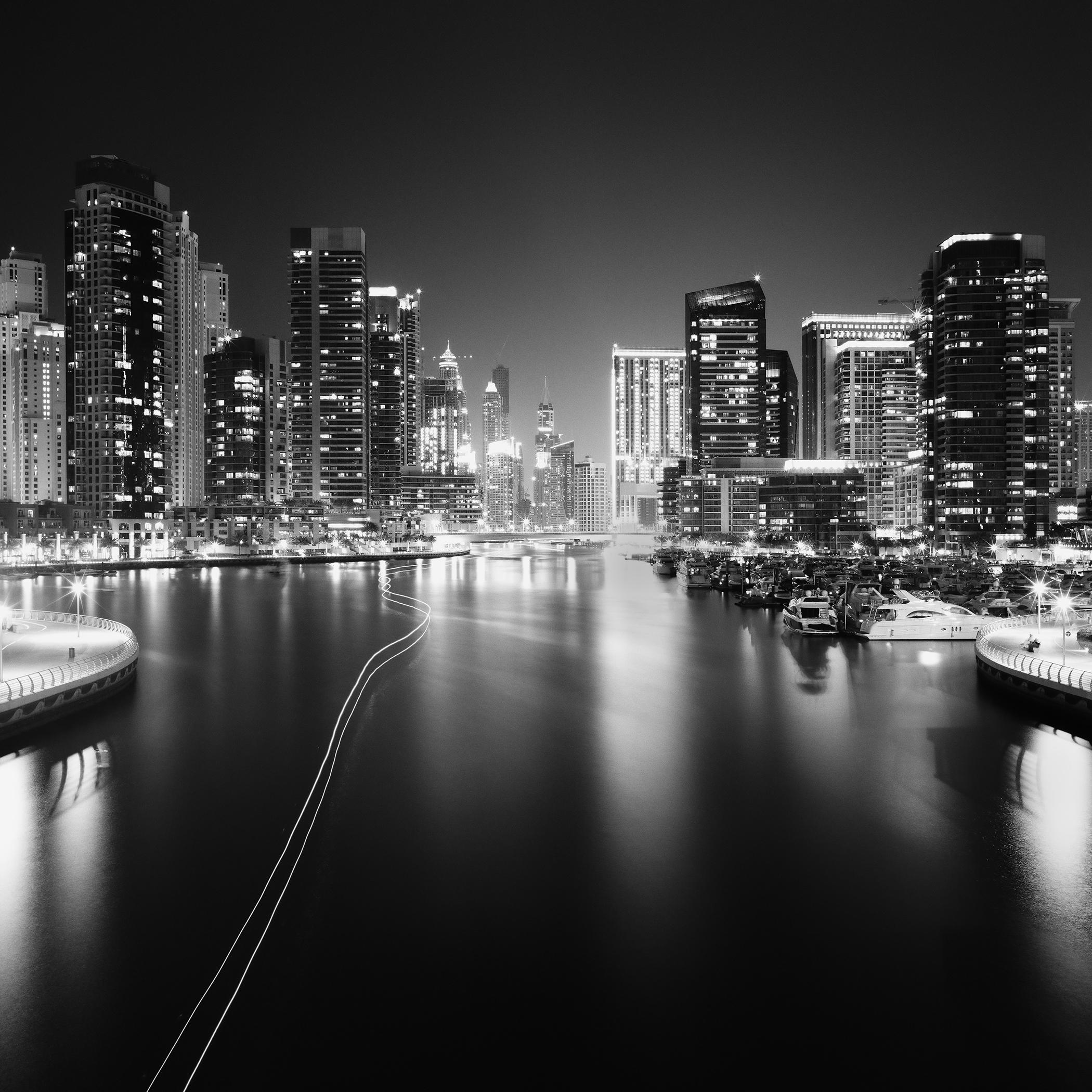 Marina Night - Port - black and white photography - limited edition landscape
