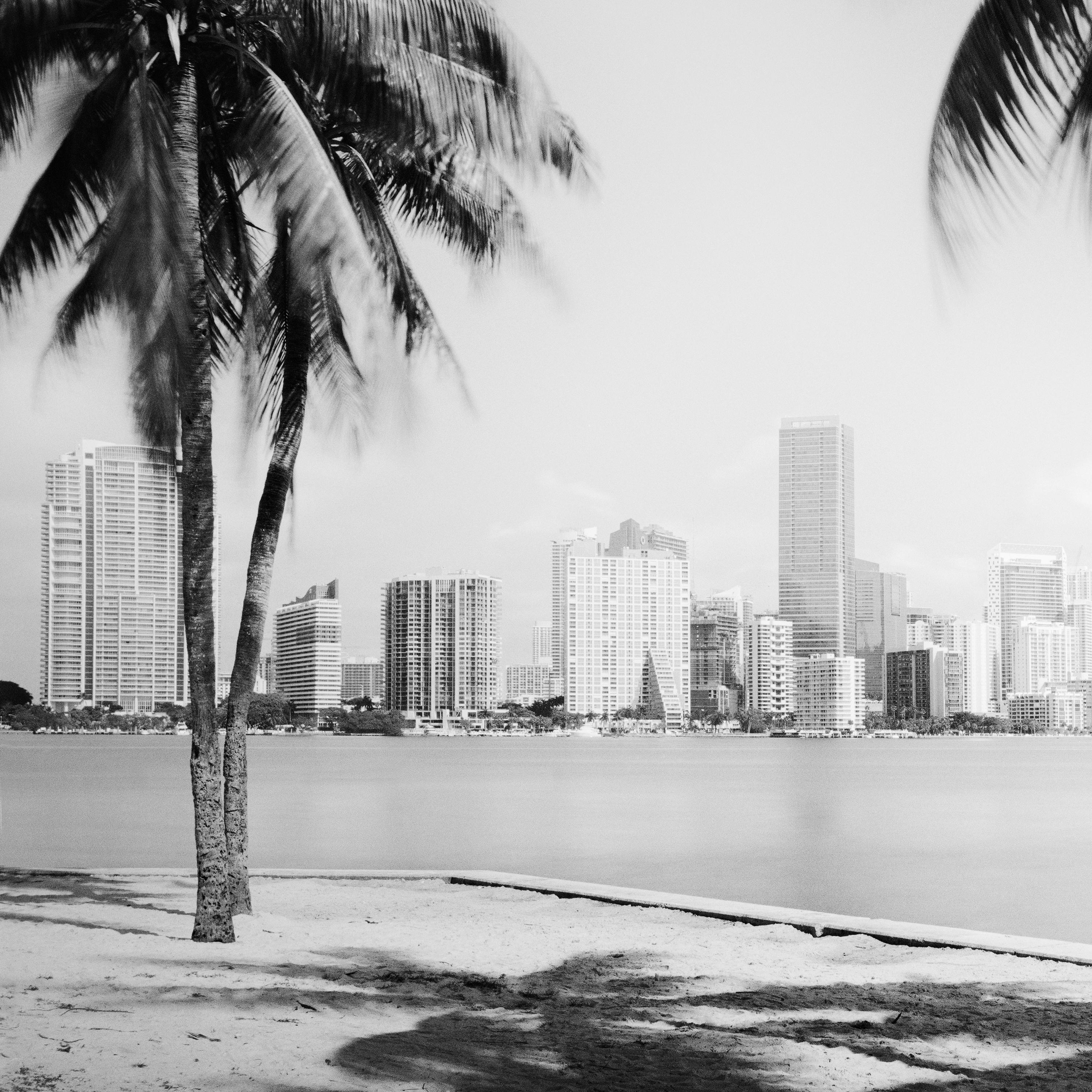 Miami Beach Skyline, Florida, USA, black and white fineart landscape photography For Sale 4