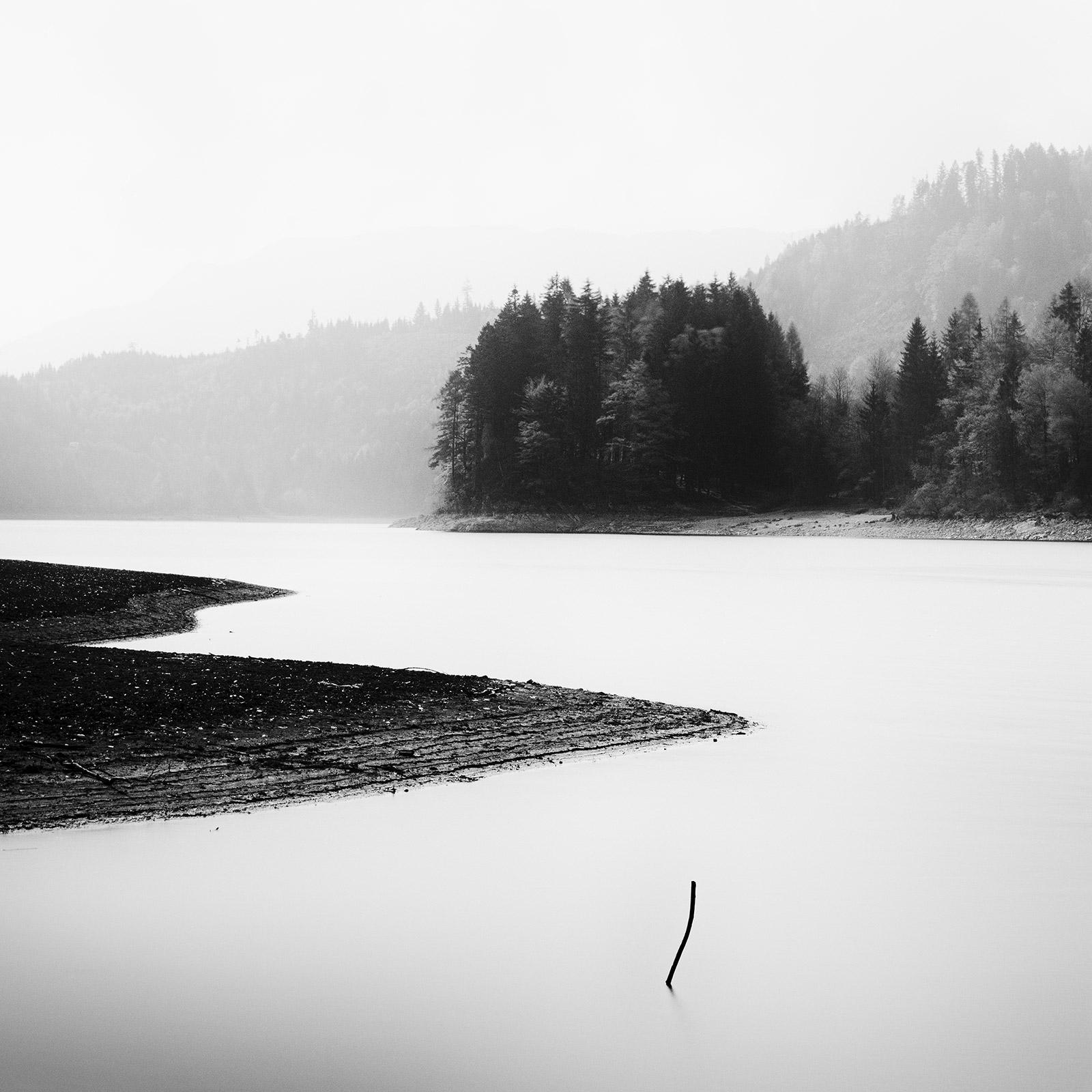 Gerald Berghammer Black and White Photograph - Minutes of Silence, mountain lake, black and white photography, art, landscape