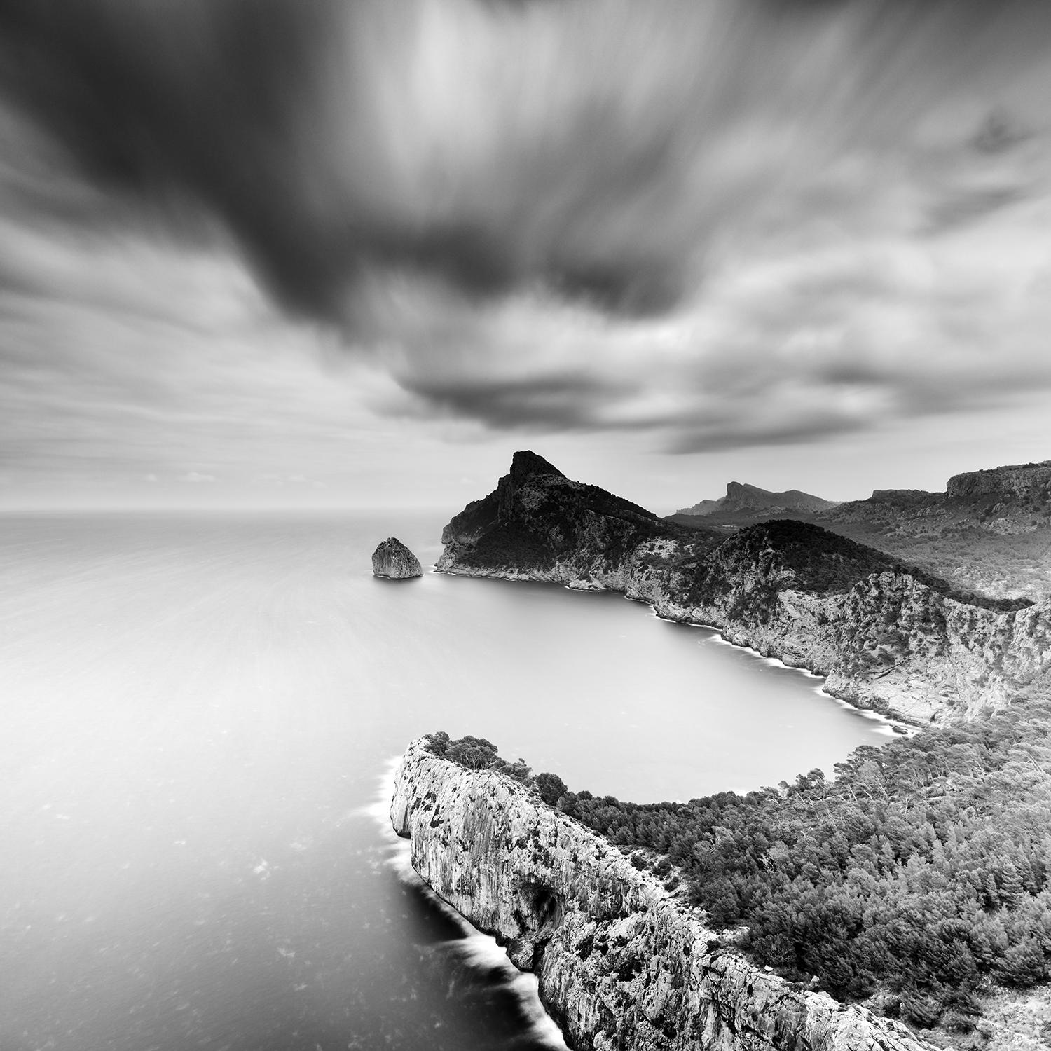 Mirador Es Colomer, Mallorca, Spain, black and white art landscape print, framed - Photograph by Gerald Berghammer
