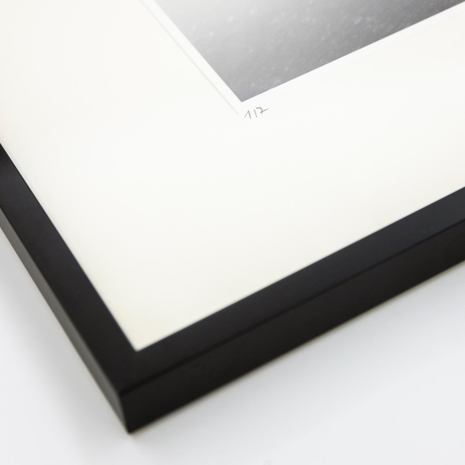 Black and white fine art photography Gerald Berghammer. Archival Pigment Ink Print, Printed 2022. Limited Edition 1/7. Signed, numbered, dated by Artis. Handmade wood frame, black, natural white archival Passepartout, anti-reflection white glass, UV