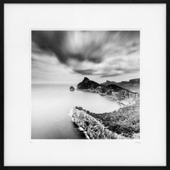 Mirador Es Colomer, Mallorca, Spain, black and white art landscape print, framed