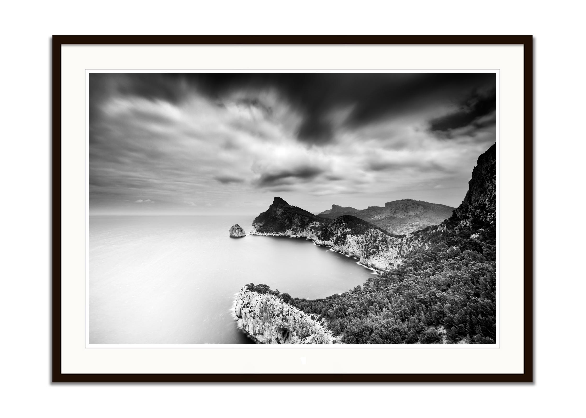 Mirador Es Colomer, Mallorca, Spain, Black and white photography, art landscape - Gray Landscape Photograph by Gerald Berghammer