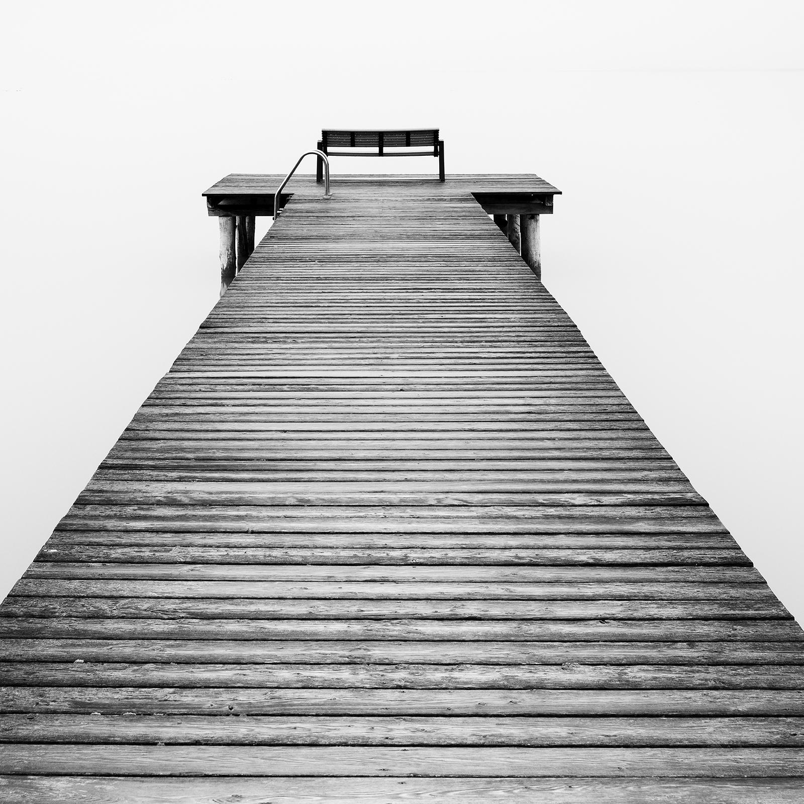 Misty Morning at the Lake, black and white long exposure landscape photography For Sale 4