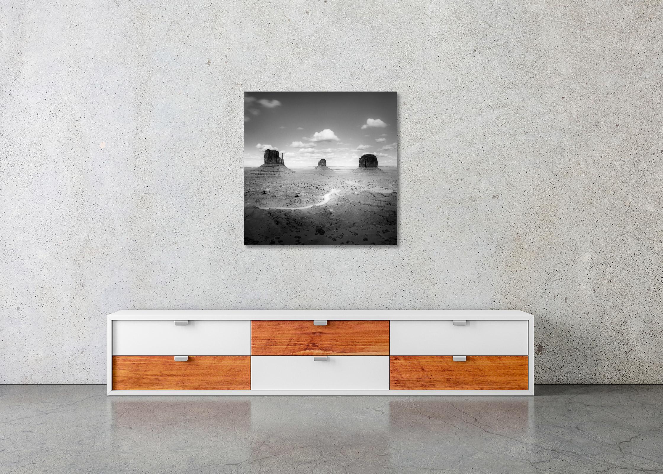 Monument Valley, nuageux, désert, USA, photographie noir et blanc, paysage en vente 2