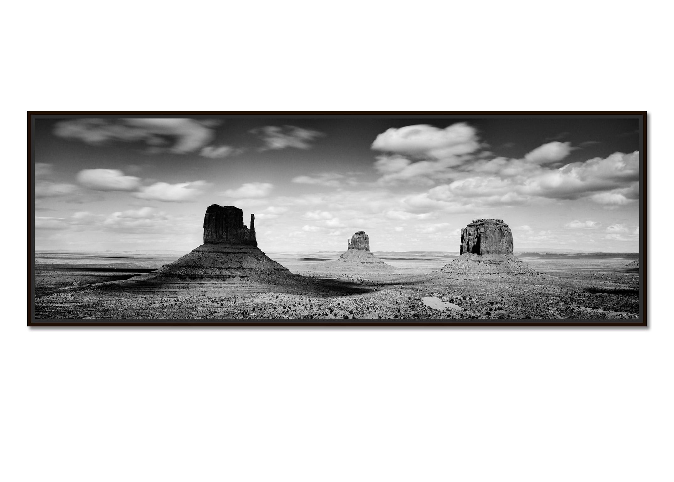 Monument Valley Panorama, Mojave Desert, black and white landscape photography - Photograph by Gerald Berghammer