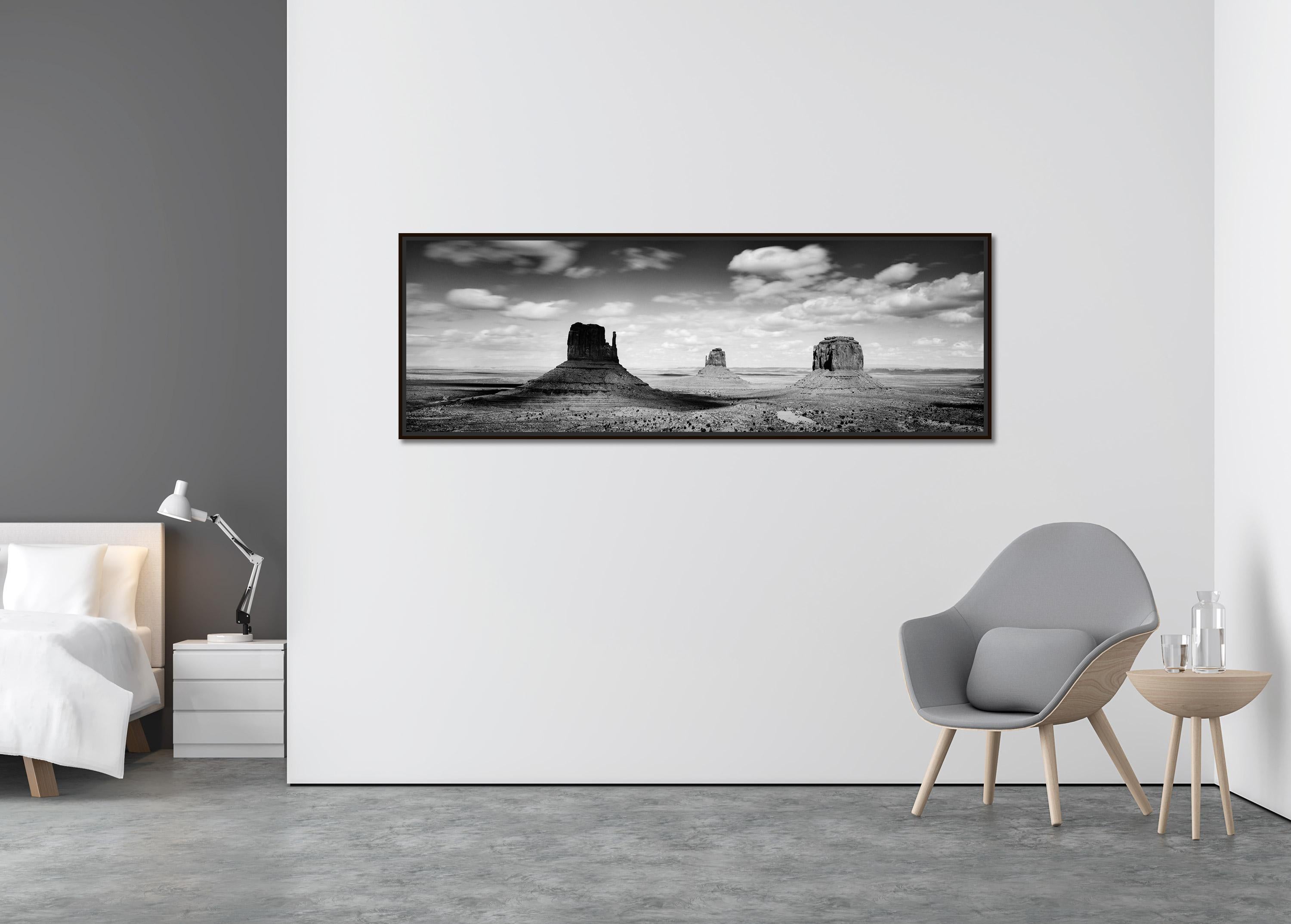 Monument Valley Panorama, Mojave Desert, black and white landscape photography - Contemporary Photograph by Gerald Berghammer