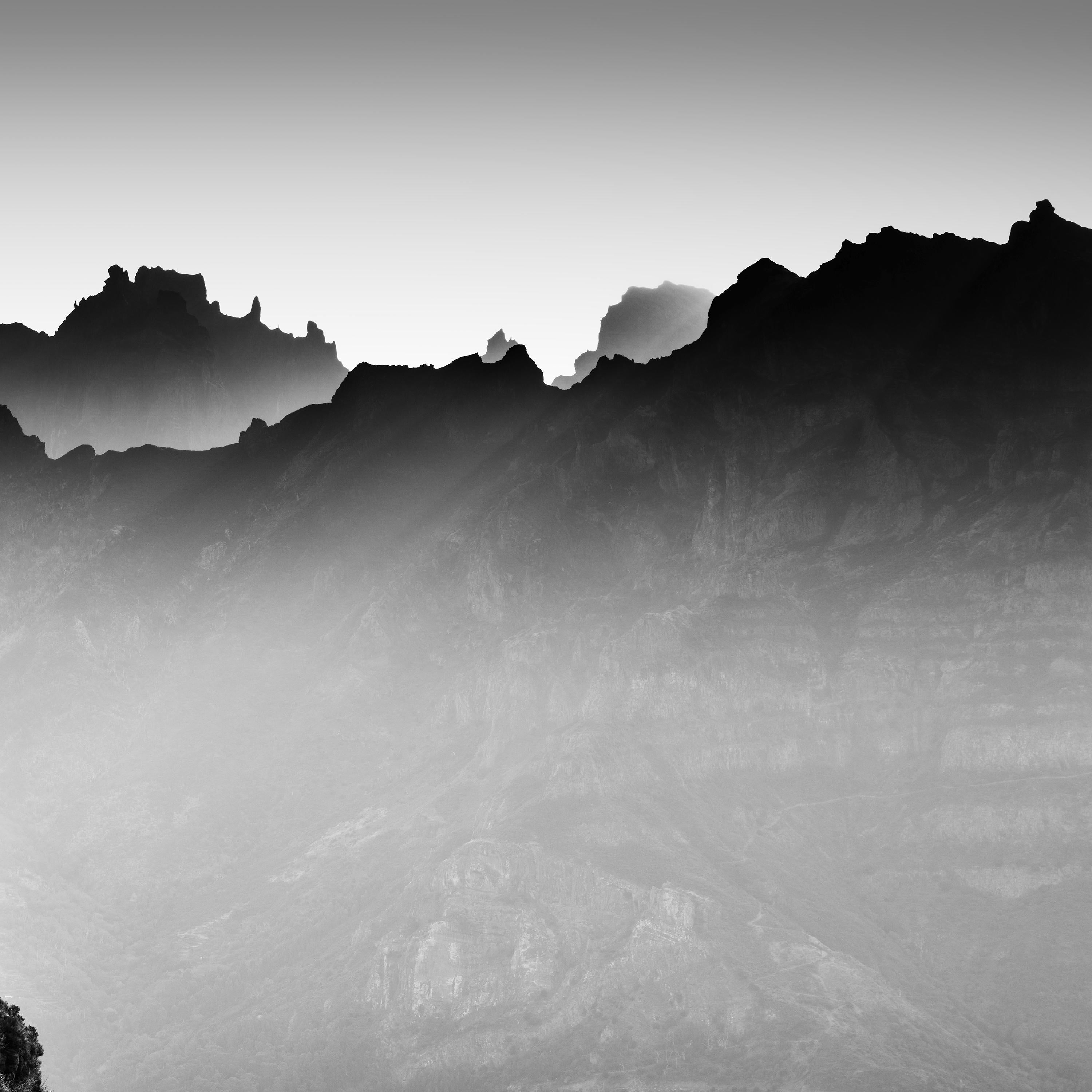 Morning Light in the Mountains, Madeira, black and white photography, landscape For Sale 4