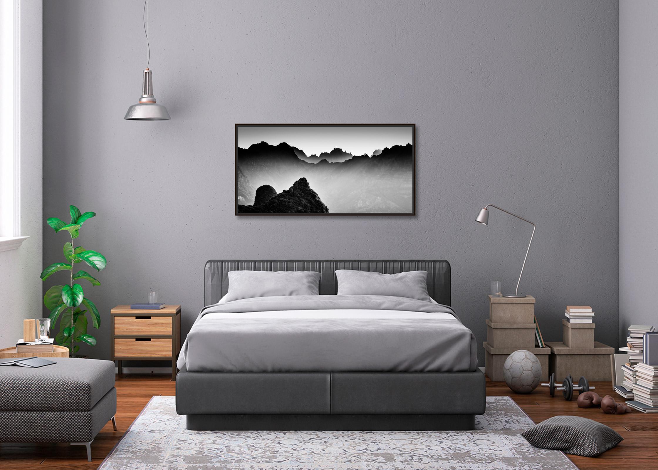 Morning Light in the Mountains, Madeira, black and white photography, landscape For Sale 1